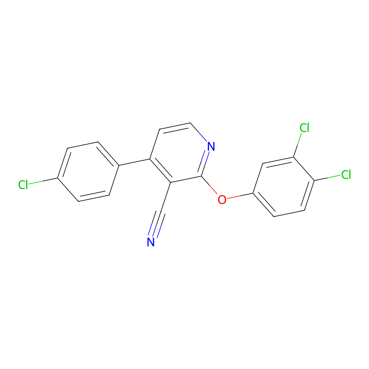 4-(4-Chlorophenyl)-2-(3,4-dichlorophenoxy)nicotinonitrile molecular structure, CAS 339103-64-9
