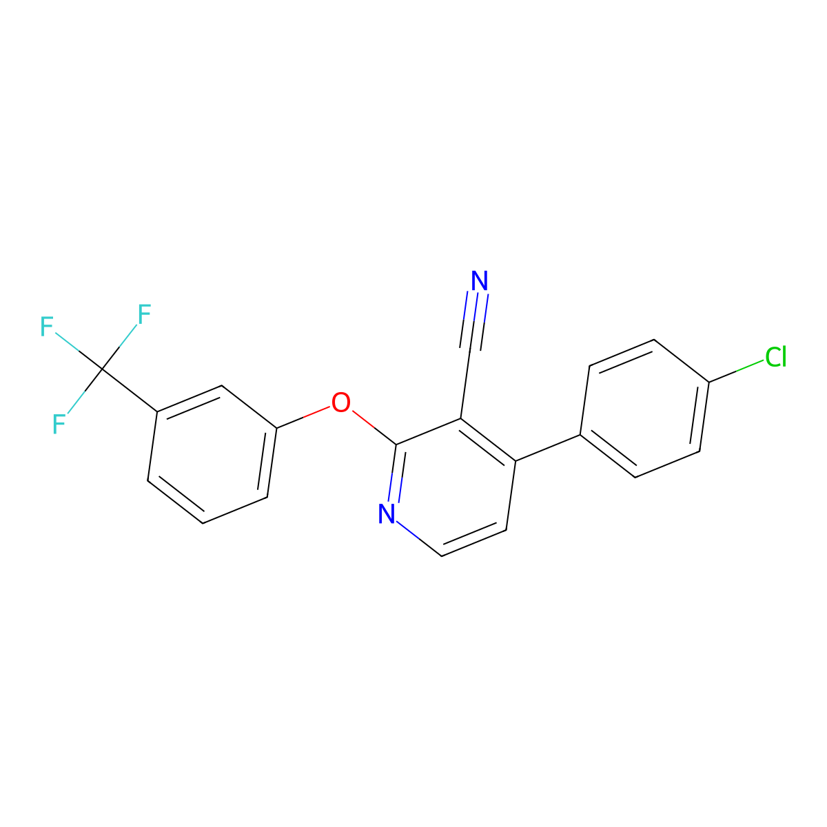 4-(4-Chlorophenyl)-2-[3-(trifluoromethyl)phenoxy]pyridine-3-carbonitrile molecular structure, CAS 339103-66-1
