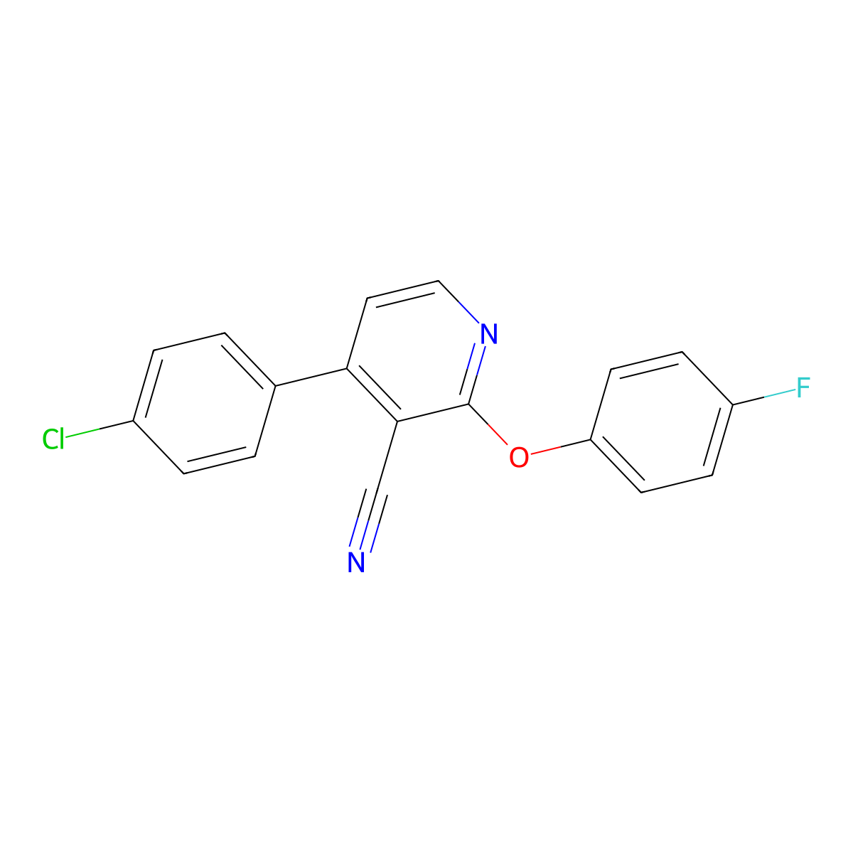 4-(4-Chlorophenyl)-2-(4-fluorophenoxy)pyridine-3-carbonitrile molecular structure, CAS 339103-70-7
