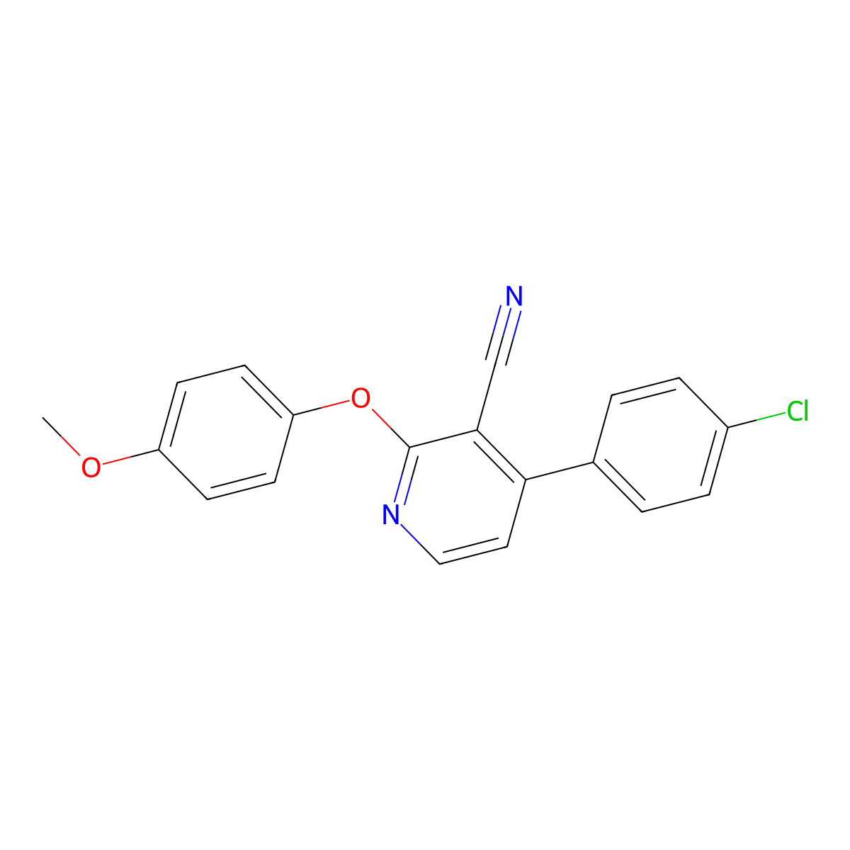4-(4-Chlorophenyl)-2-(4-methoxyphenoxy)nicotinonitrile molecular structure, CAS 339103-71-8