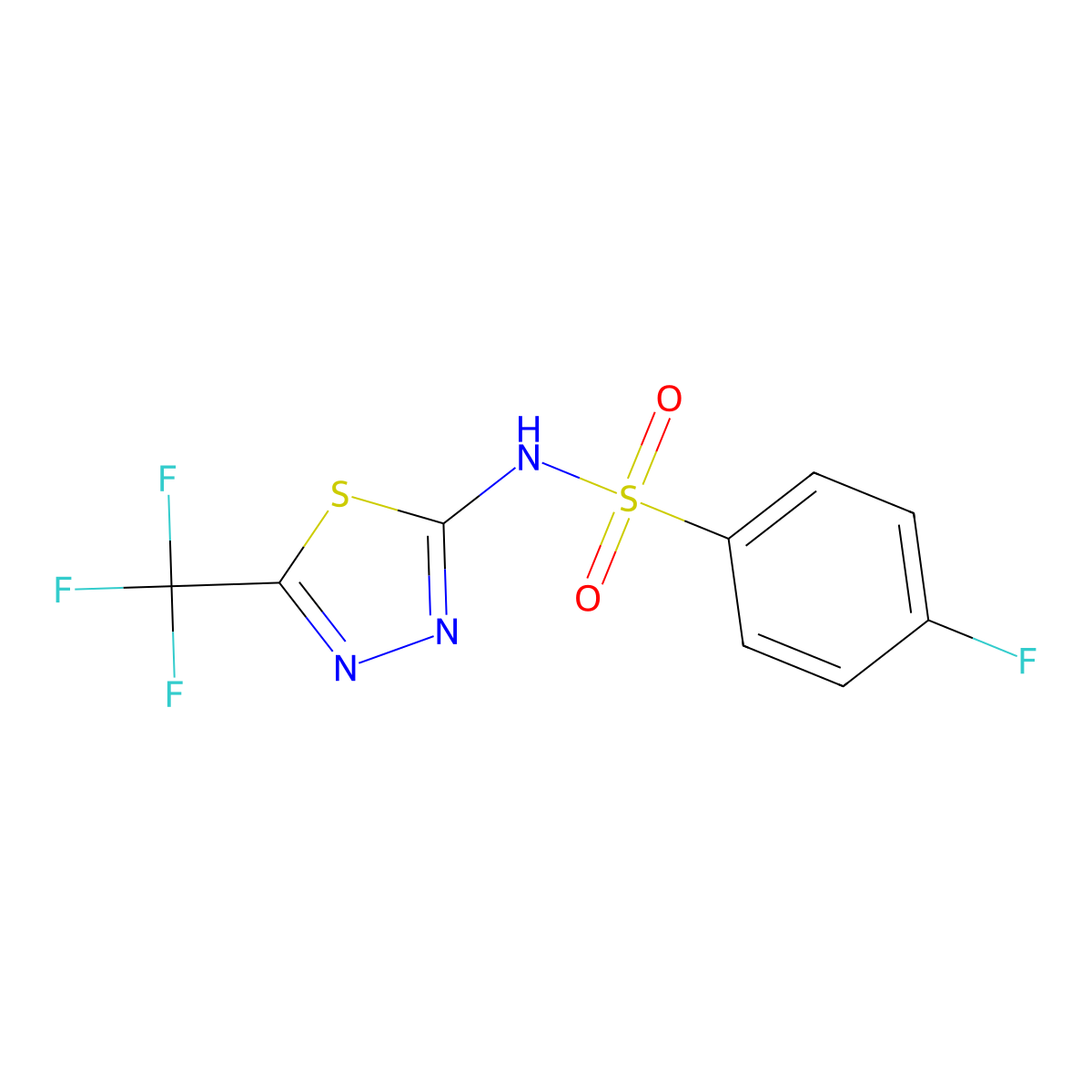 4-fluoro-N-[5-(trifluoromethyl)-1,3,4-thiadiazol-2-yl]benzenesulfonamide molecular structure, CAS 339103-72-9