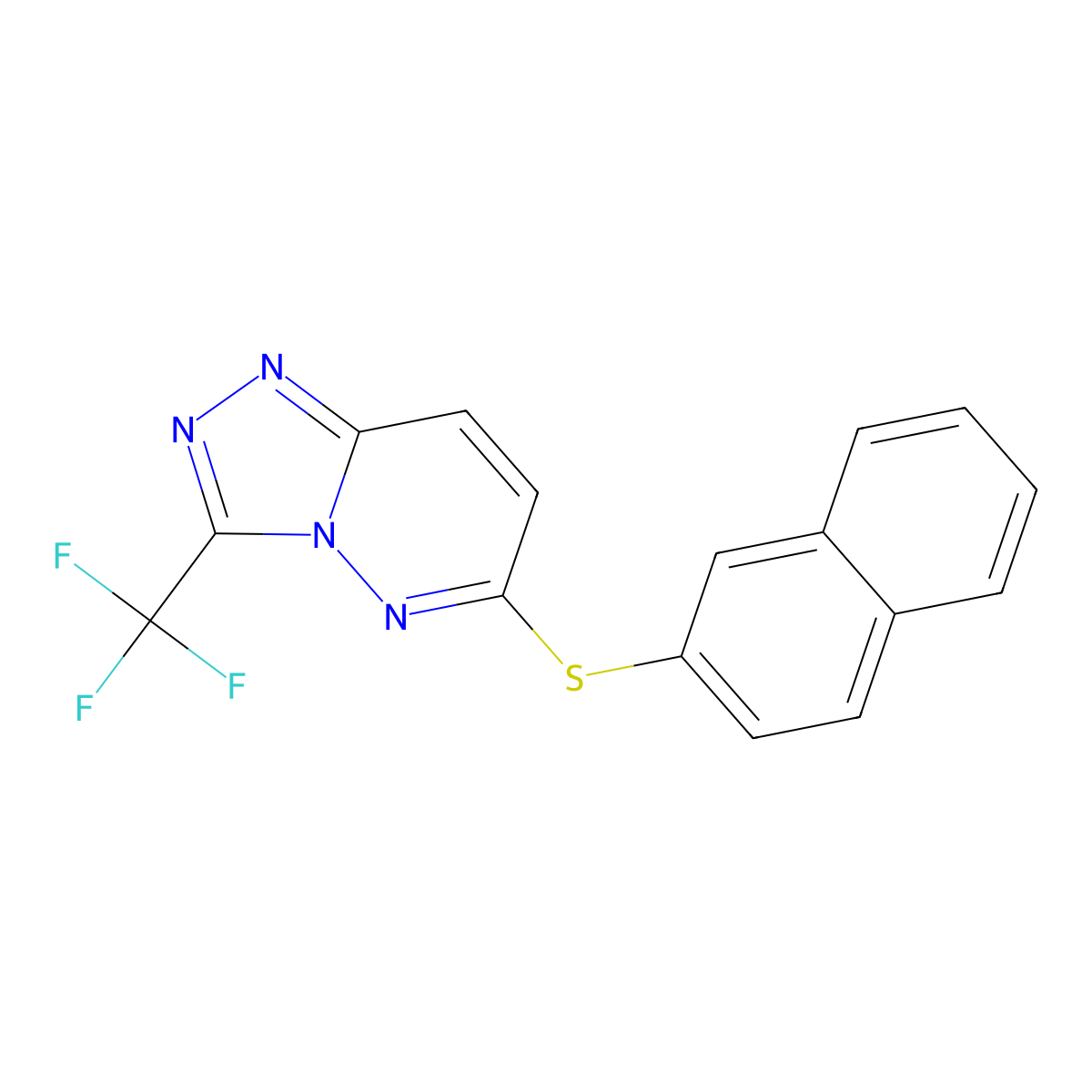 6-(2-Naphthylsulfanyl)-3-(trifluoromethyl)[1,2,4]triazolo[4,3-b]pyridazine molecular structure, CAS 339103-73-0