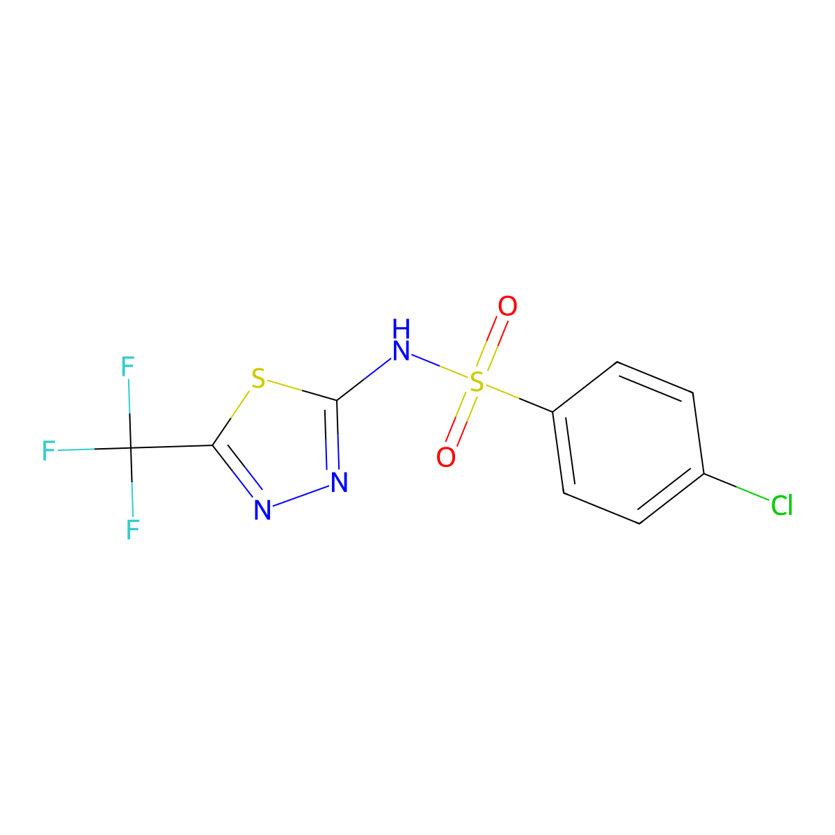 4-chloro-N-[5-(trifluoromethyl)-1,3,4-thiadiazol-2-yl]benzenesulfonamide molecular structure, CAS 339103-74-1