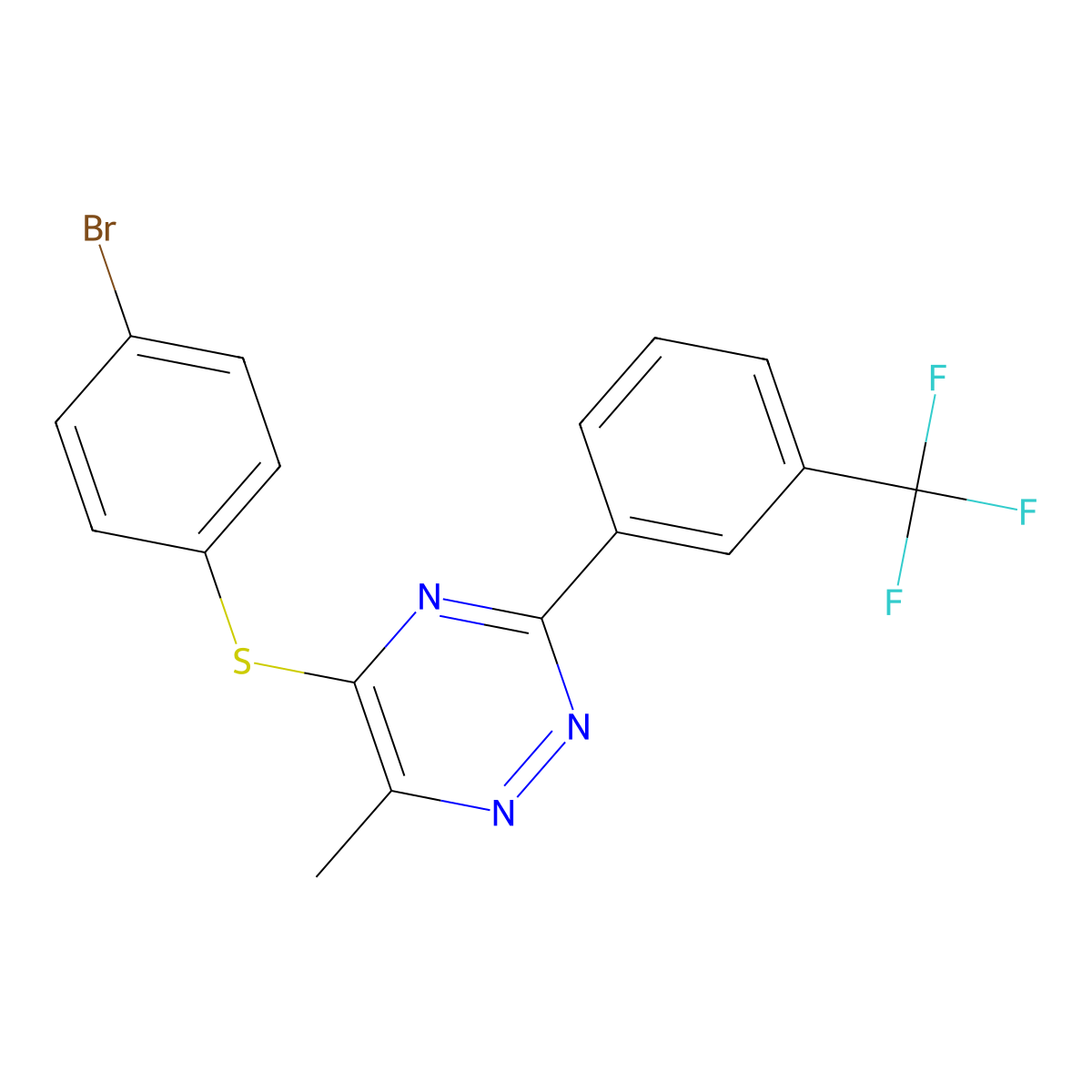 5-[(4-Bromophenyl)sulfanyl]-6-methyl-3-[3-(trifluoromethyl)phenyl]-1,2,4-triazine molecular structure, CAS 339103-76-3