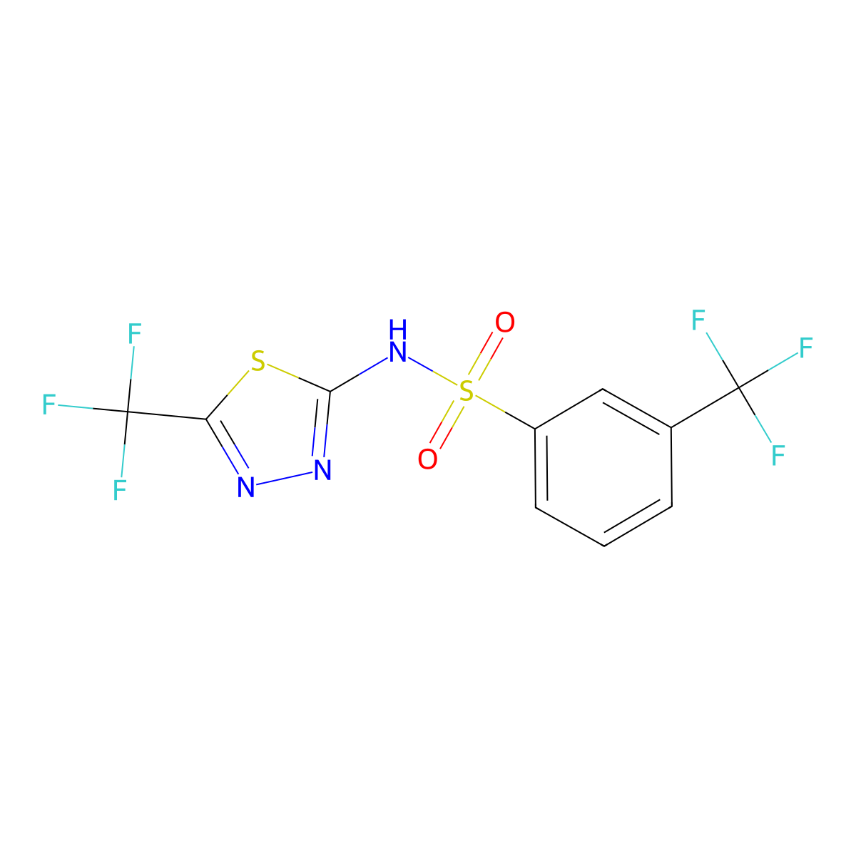 3-(trifluoromethyl)-N-[5-(trifluoromethyl)-1,3,4-thiadiazol-2-yl]benzenesulfonamide molecular structure, CAS 339103-79-6