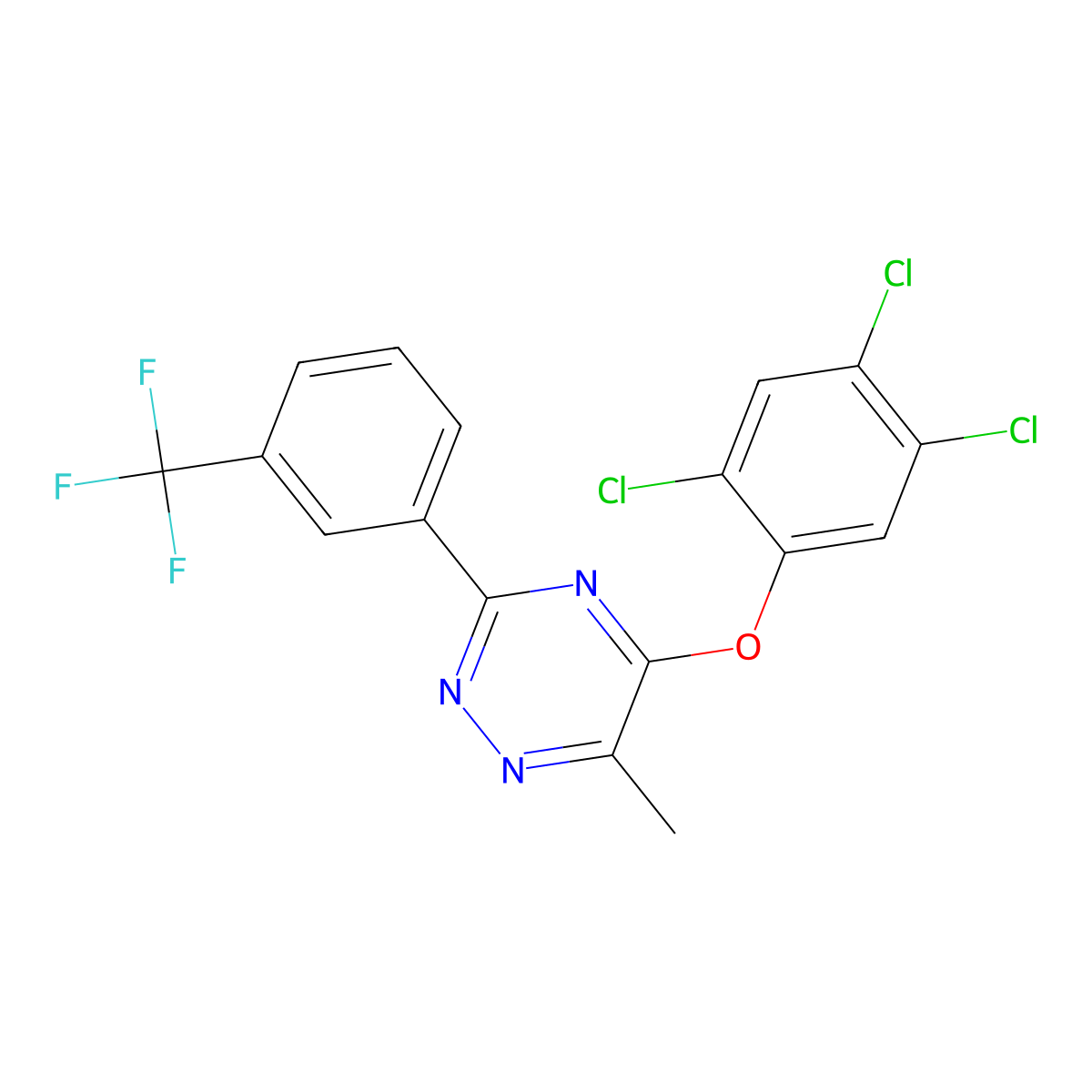 6-Methyl-5-(2,4,5-trichlorophenoxy)-3-[3-(trifluoromethyl)phenyl]-1,2,4-triazine molecular structure, CAS 339103-84-3