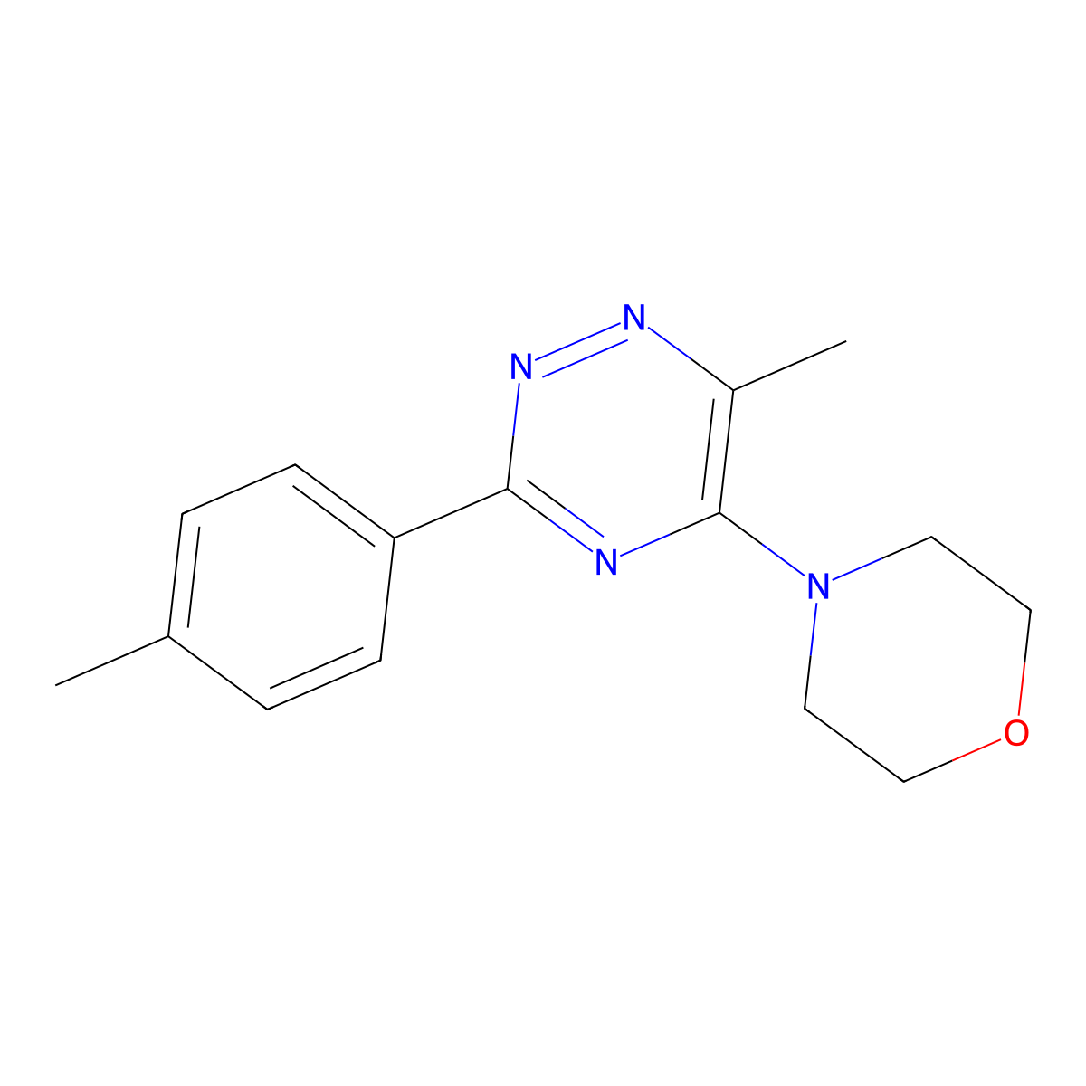 6-Methyl-3-(4-methylphenyl)-5-morpholino-1,2,4-triazine molecular structure, CAS 339103-89-8