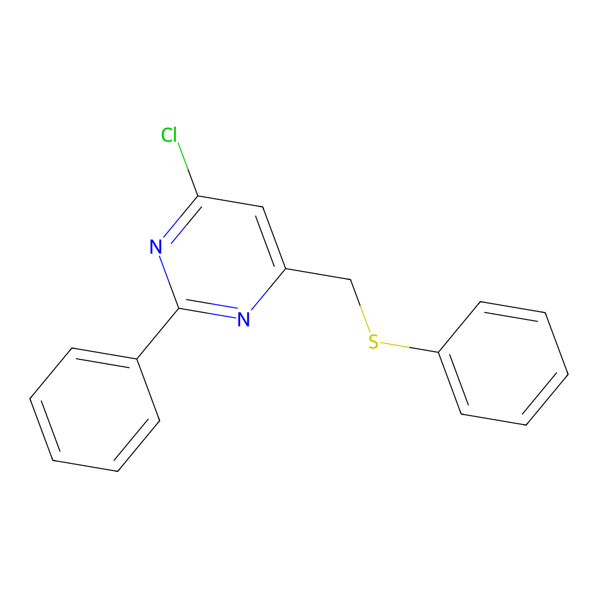 4-Chloro-2-phenyl-6-[(phenylsulfanyl)methyl]pyrimidine molecular structure, CAS 339103-91-2