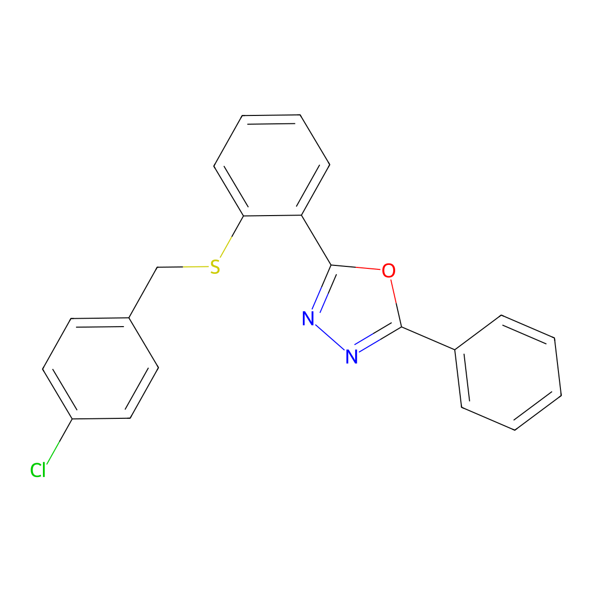 2-{2-[(4-Chlorobenzyl)sulfanyl]phenyl}-5-phenyl-1,3,4-oxadiazole molecular structure, CAS 339103-97-8