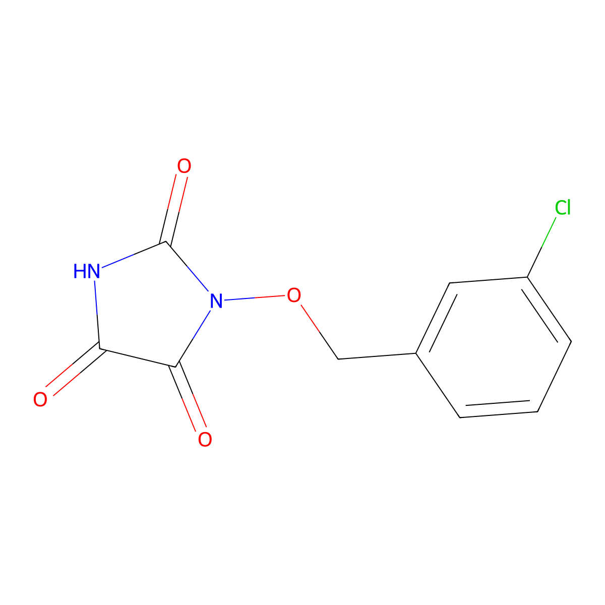 1-[(3-Chlorophenyl)methoxy]imidazolidine-2,4,5-trione molecular structure, CAS 339104-02-8