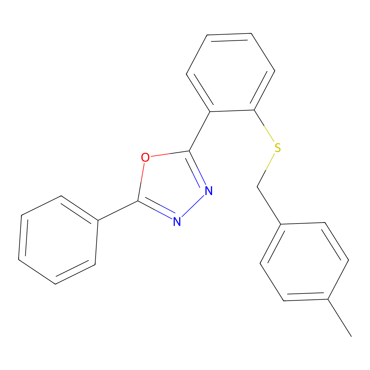 2-{2-[(4-Methylbenzyl)sulfanyl]phenyl}-5-phenyl-1,3,4-oxadiazole molecular structure, CAS 339104-09-5