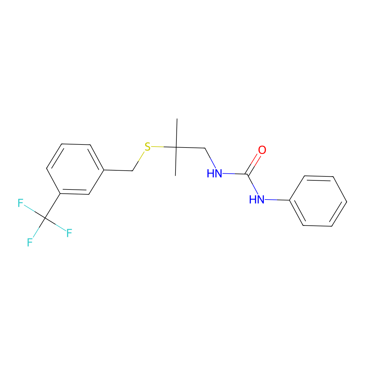 N-(2-methyl-2-{[3-(trifluoromethyl)benzyl]sulfanyl}propyl)-N'-phenylurea molecular structure, CAS 339104-11-9
