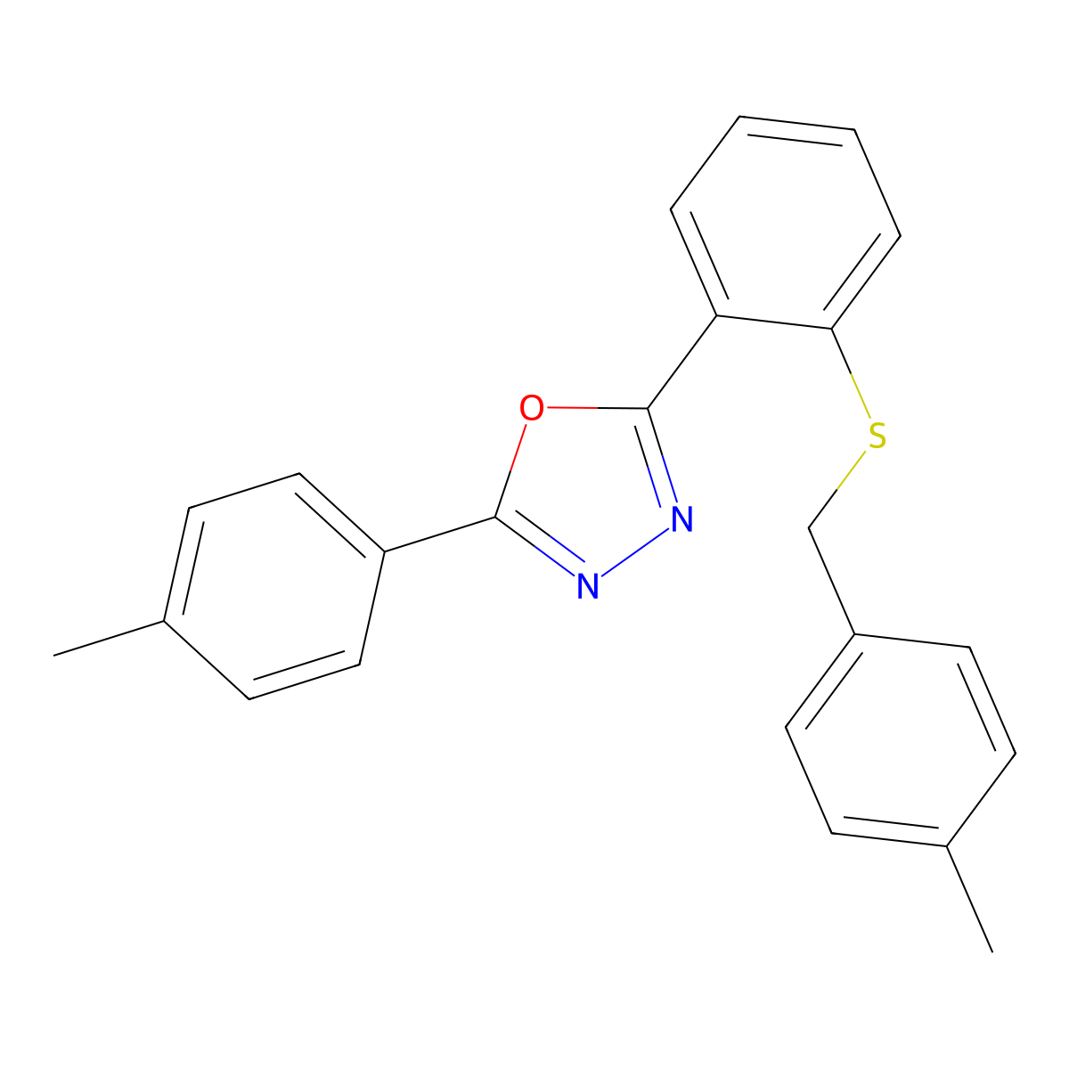2-{2-[(4-Methylbenzyl)sulfanyl]phenyl}-5-(4-methylphenyl)-1,3,4-oxadiazole molecular structure, CAS 339104-12-0