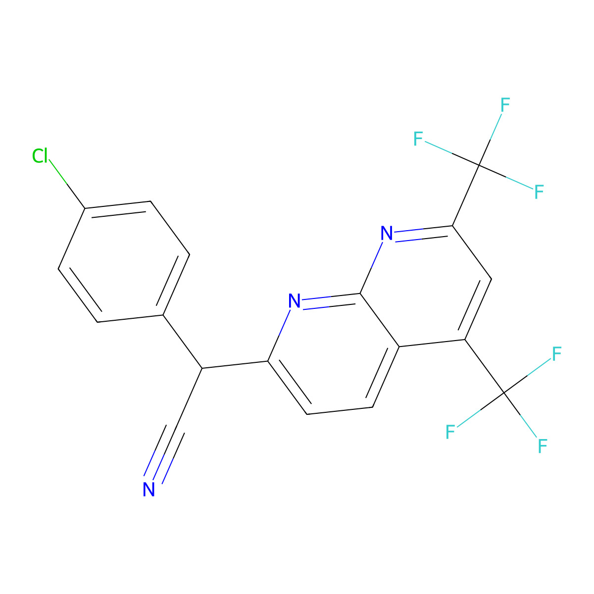 2-[5,7-Bis(trifluoromethyl)-1,8-naphthyridin-2-yl]-2-(4-chlorophenyl)acetonitrile molecular structure, CAS 339104-13-1