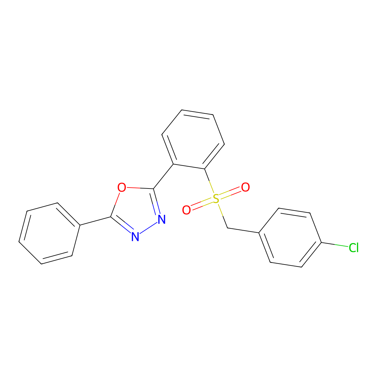 2-{2-[(4-Chlorobenzyl)sulfonyl]phenyl}-5-phenyl-1,3,4-oxadiazole molecular structure, CAS 339104-18-6