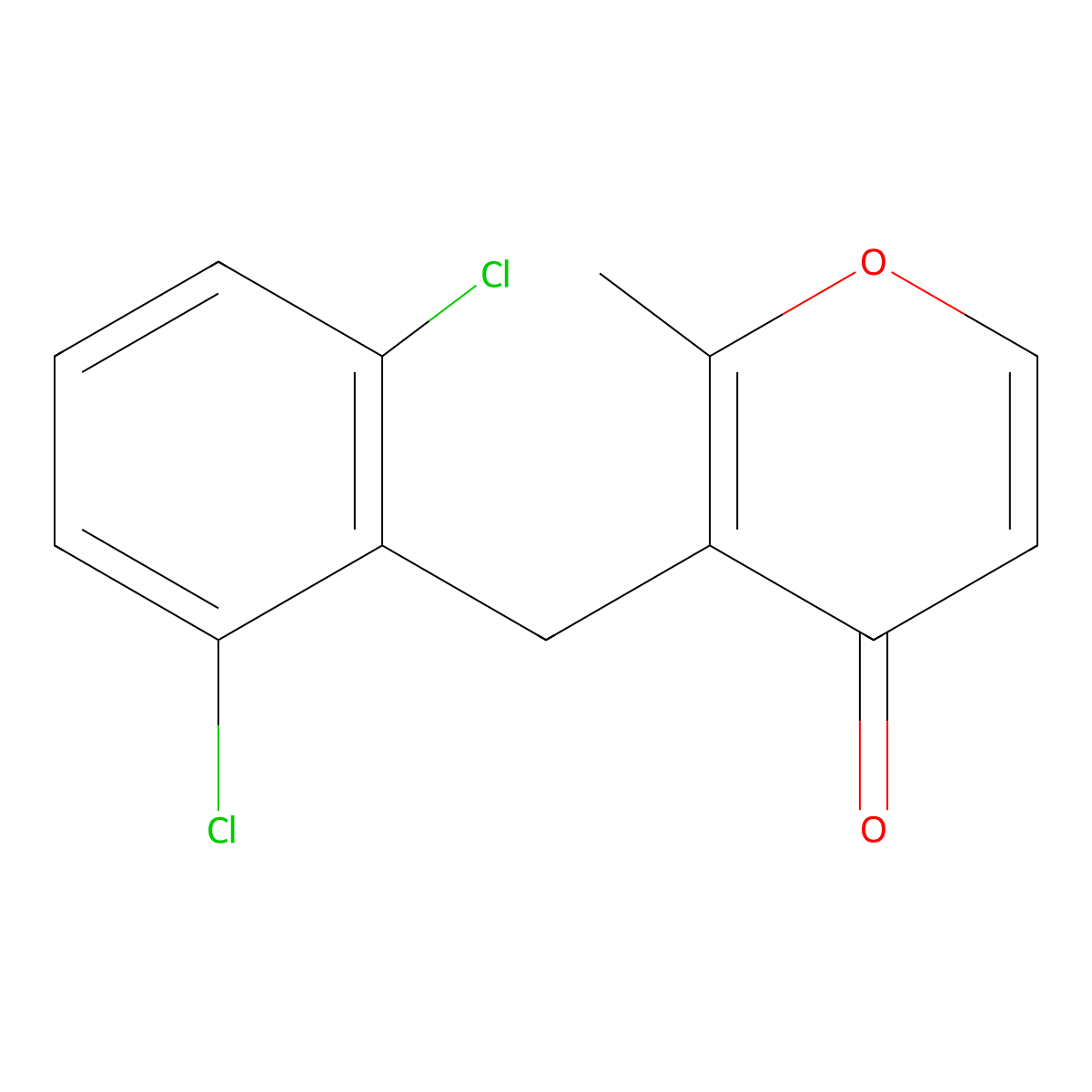 3-(2,6-dichlorobenzyl)-2-methyl-4H-pyran-4-one molecular structure, CAS 339104-20-0