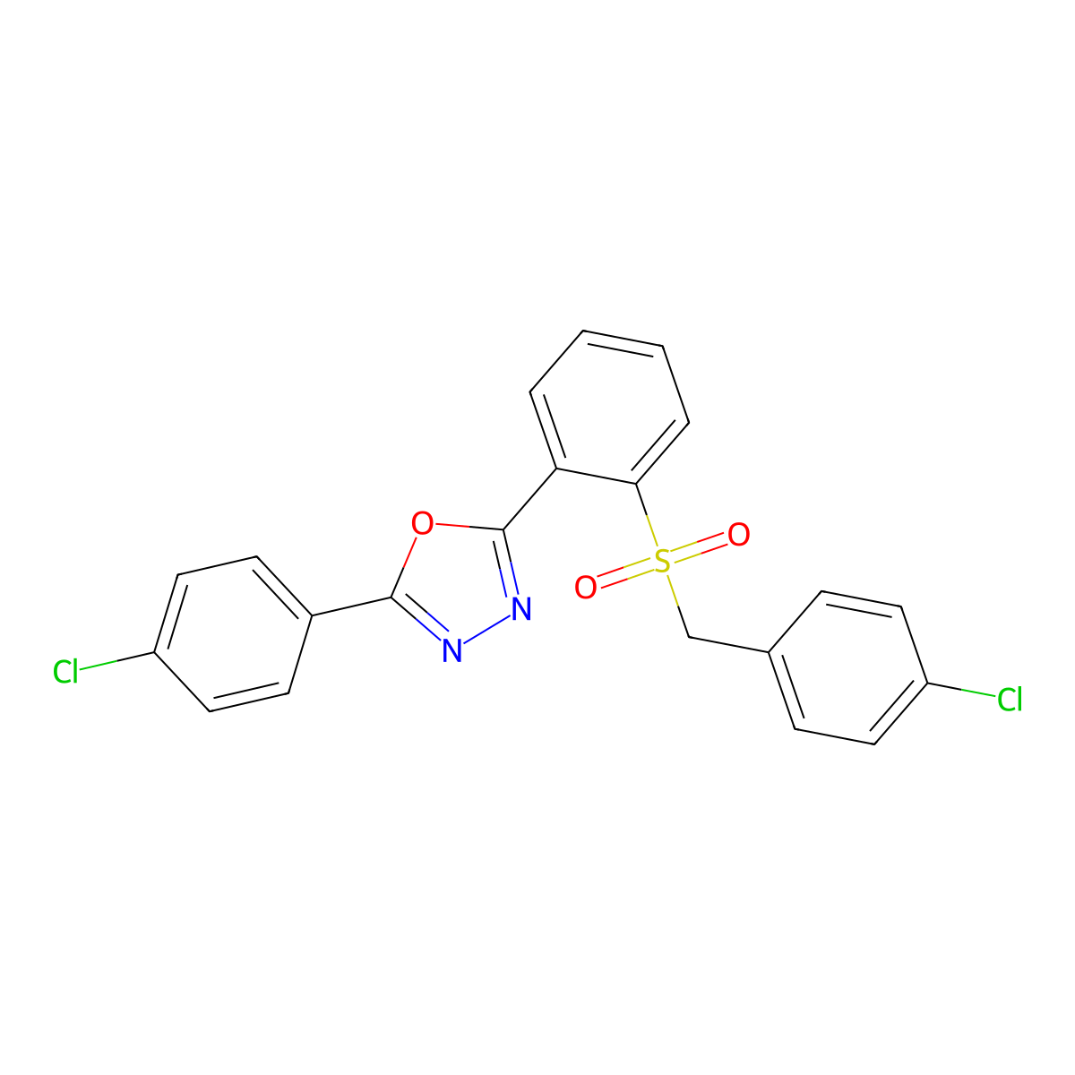 2-{2-[(4-Chlorobenzyl)sulfonyl]phenyl}-5-(4-chlorophenyl)-1,3,4-oxadiazole molecular structure, CAS 339104-21-1