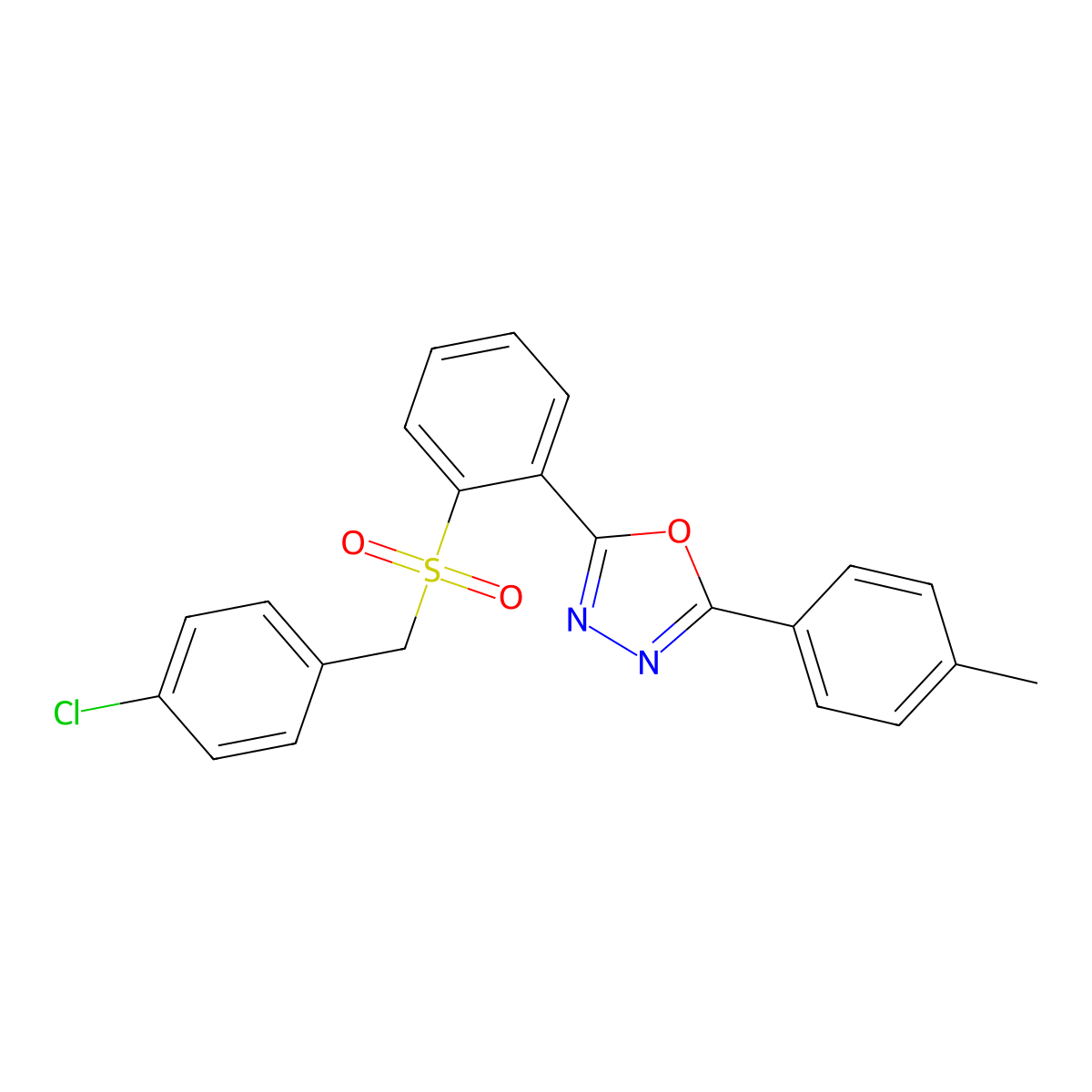 2-{2-[(4-Chlorobenzyl)sulfonyl]phenyl}-5-(4-methylphenyl)-1,3,4-oxadiazole molecular structure, CAS 339104-24-4