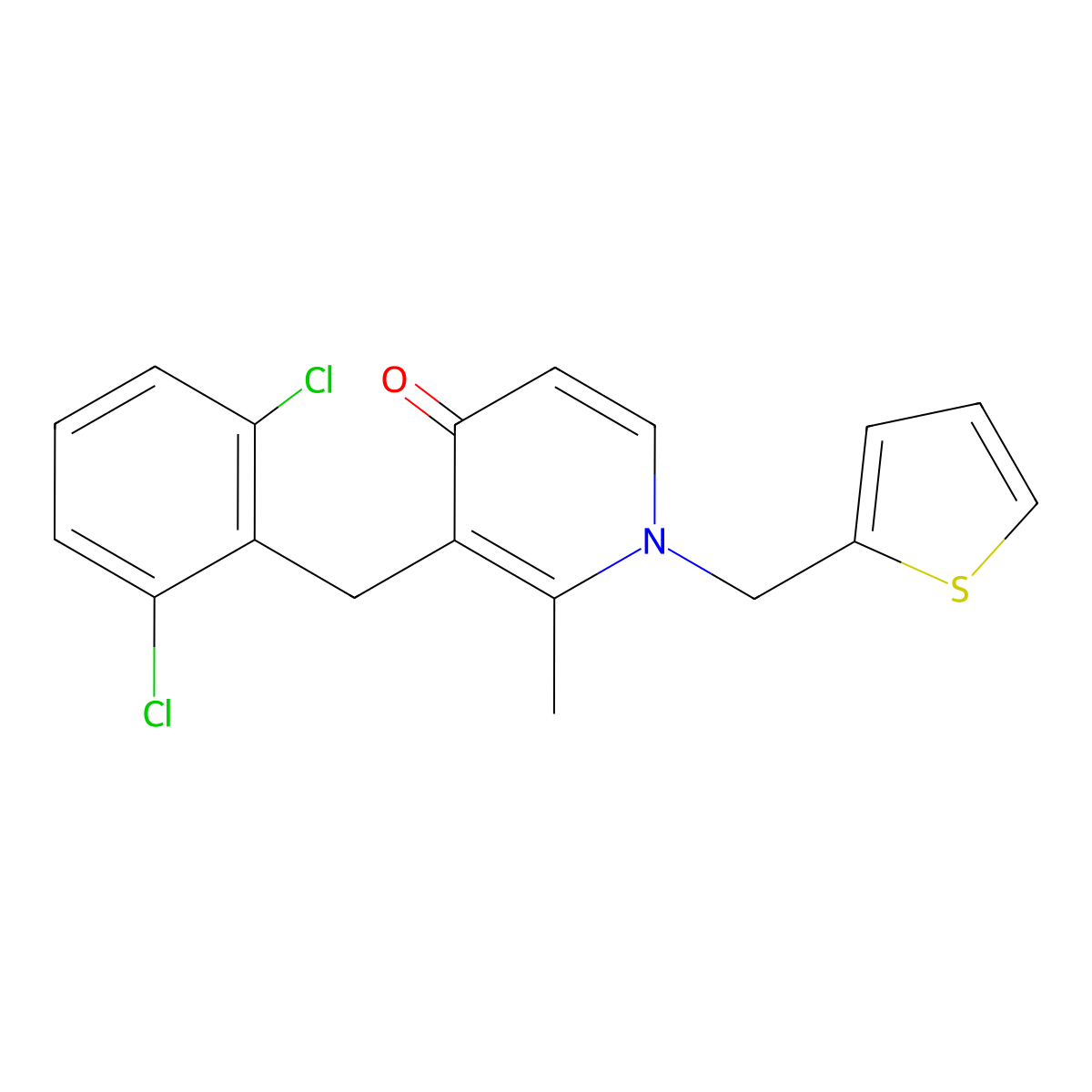 3-(2,6-dichlorobenzyl)-2-methyl-1-(2-thienylmethyl)-4(1H)-pyridinone molecular structure, CAS 339104-29-9