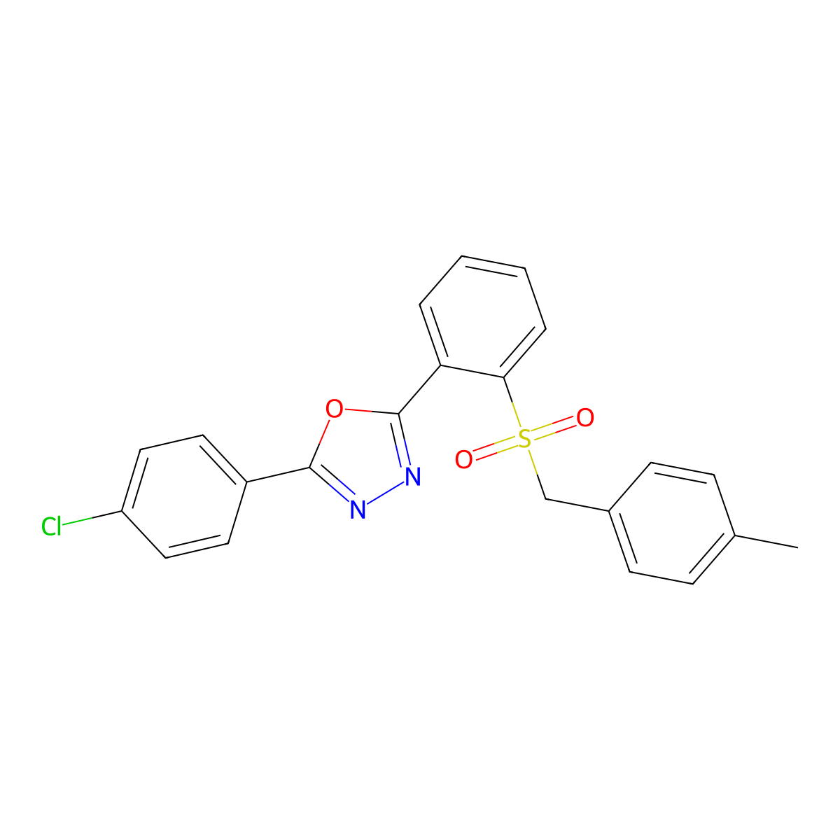 2-(4-Chlorophenyl)-5-{2-[(4-methylbenzyl)sulfonyl]phenyl}-1,3,4-oxadiazole molecular structure, CAS 339104-33-5