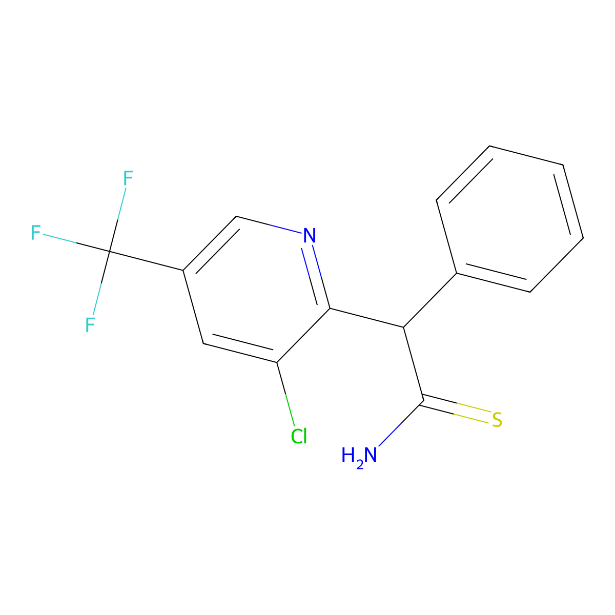 2-[3-Chloro-5-(trifluoromethyl)pyridin-2-yl]-2-phenylethanethioamide molecular structure, CAS 339104-34-6