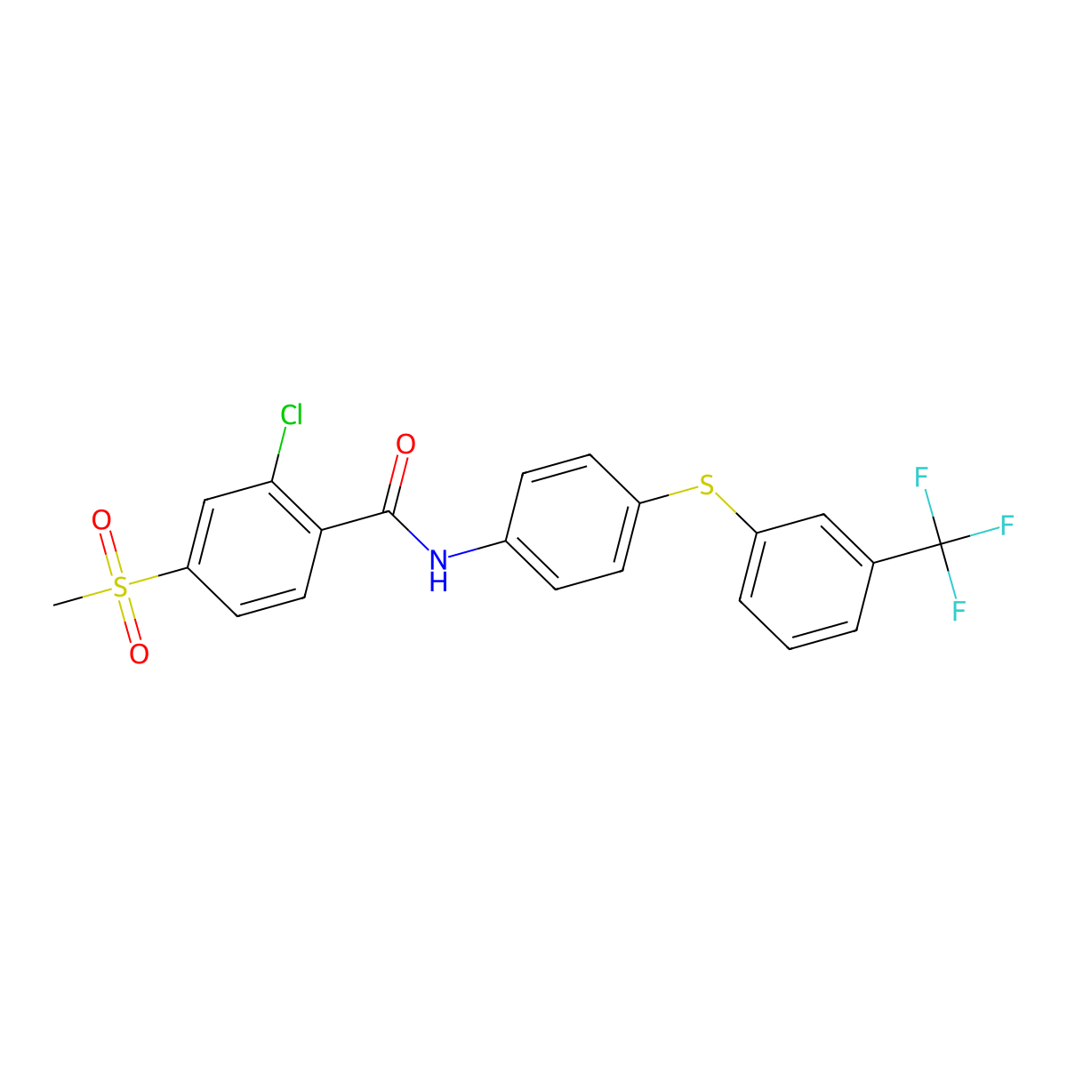 2-chloro-4-methylsulfonyl-N-[4-[3-(trifluoromethyl)phenyl]sulfanylphenyl]benzamide molecular structure, CAS 339104-86-8
