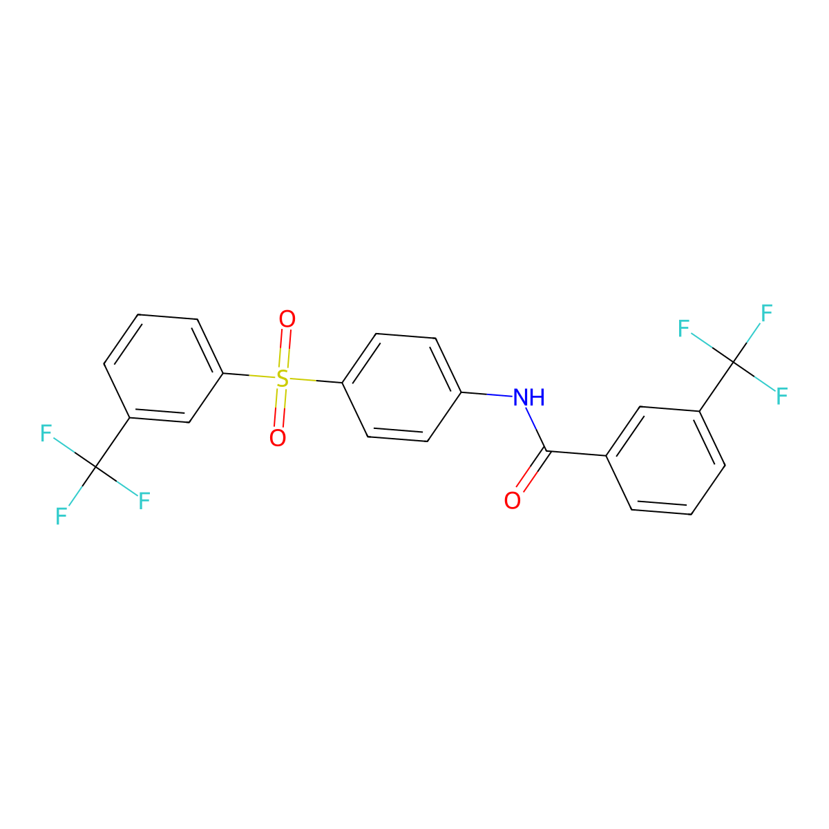 3-(trifluoromethyl)-N-[4-[3-(trifluoromethyl)phenyl]sulfonylphenyl]benzamide molecular structure, CAS 339104-90-4