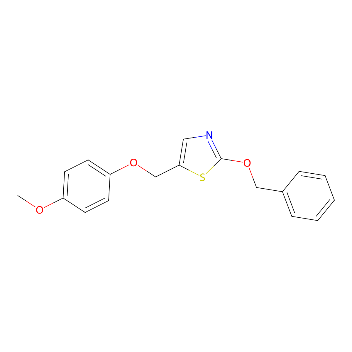 2-(Benzyloxy)-5-[(4-methoxyphenoxy)methyl]-1,3-thiazole molecular structure, CAS 339104-93-7