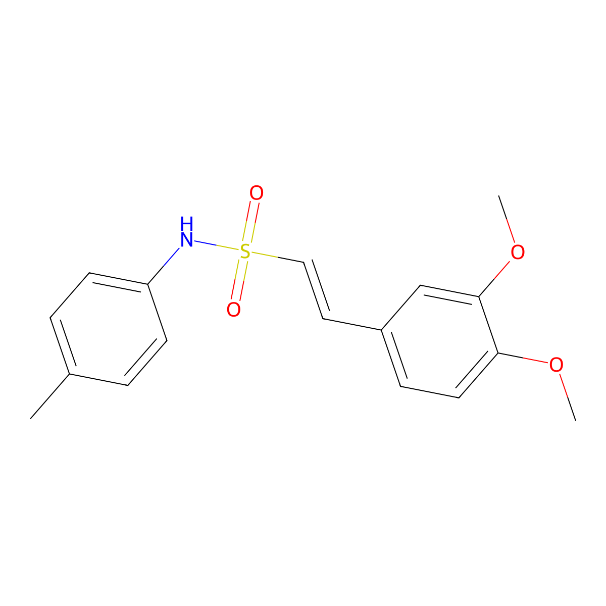 (E)-2-(3,4-dimethoxyphenyl)-N-(4-methylphenyl)ethene-1-sulfonamide molecular structure, CAS 339104-98-2
