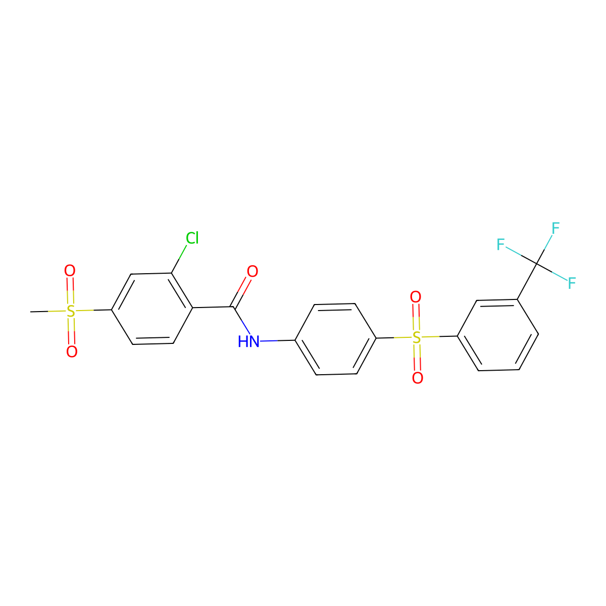 2-chloro-4-methylsulfonyl-N-[4-[3-(trifluoromethyl)phenyl]sulfonylphenyl]benzamide molecular structure, CAS 339105-03-2