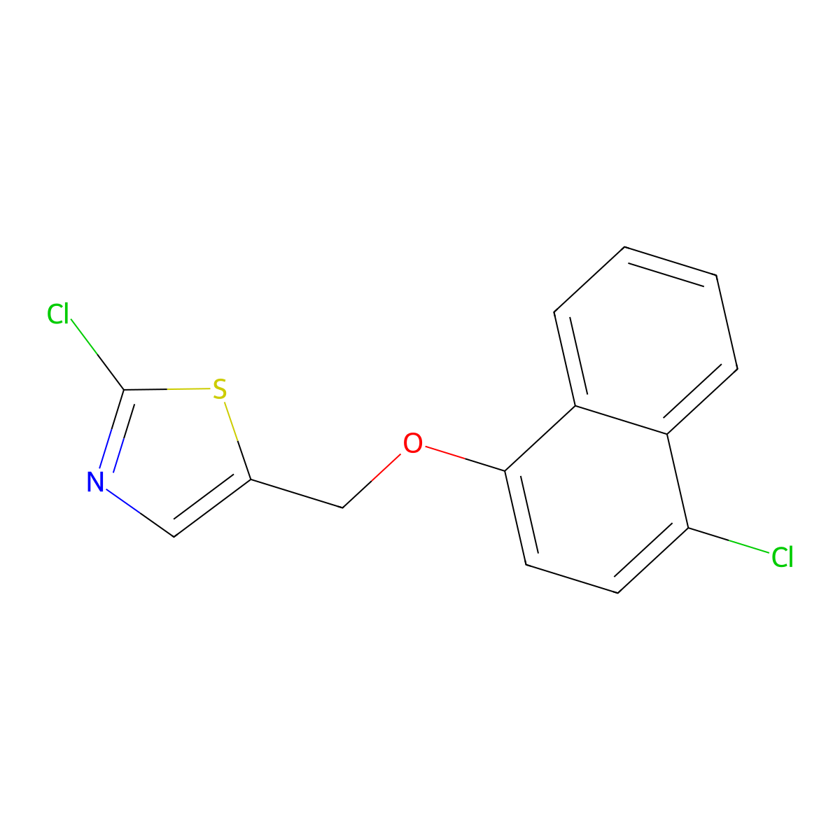 2-Chloro-5-{[(4-chloro-1-naphthyl)oxy]methyl}-1,3-thiazole molecular structure, CAS 339105-19-0