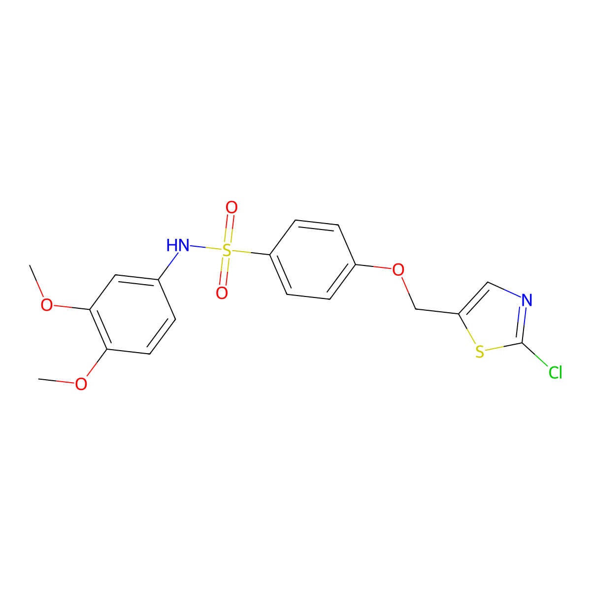 4-[(2-chloro-1,3-thiazol-5-yl)methoxy]-N-(3,4-dimethoxyphenyl)benzenesulfonamide molecular structure, CAS 339105-27-0