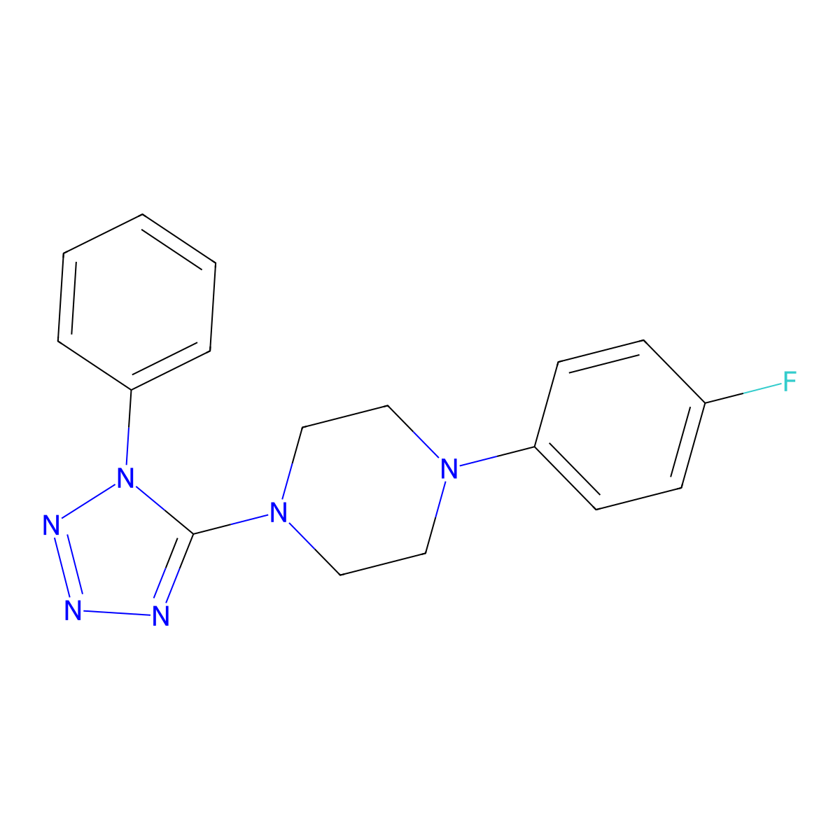 1-(4-fluorophenyl)-4-(1-phenyl-1H-1,2,3,4-tetrazol-5-yl)piperazine molecular structure, CAS 339105-28-1