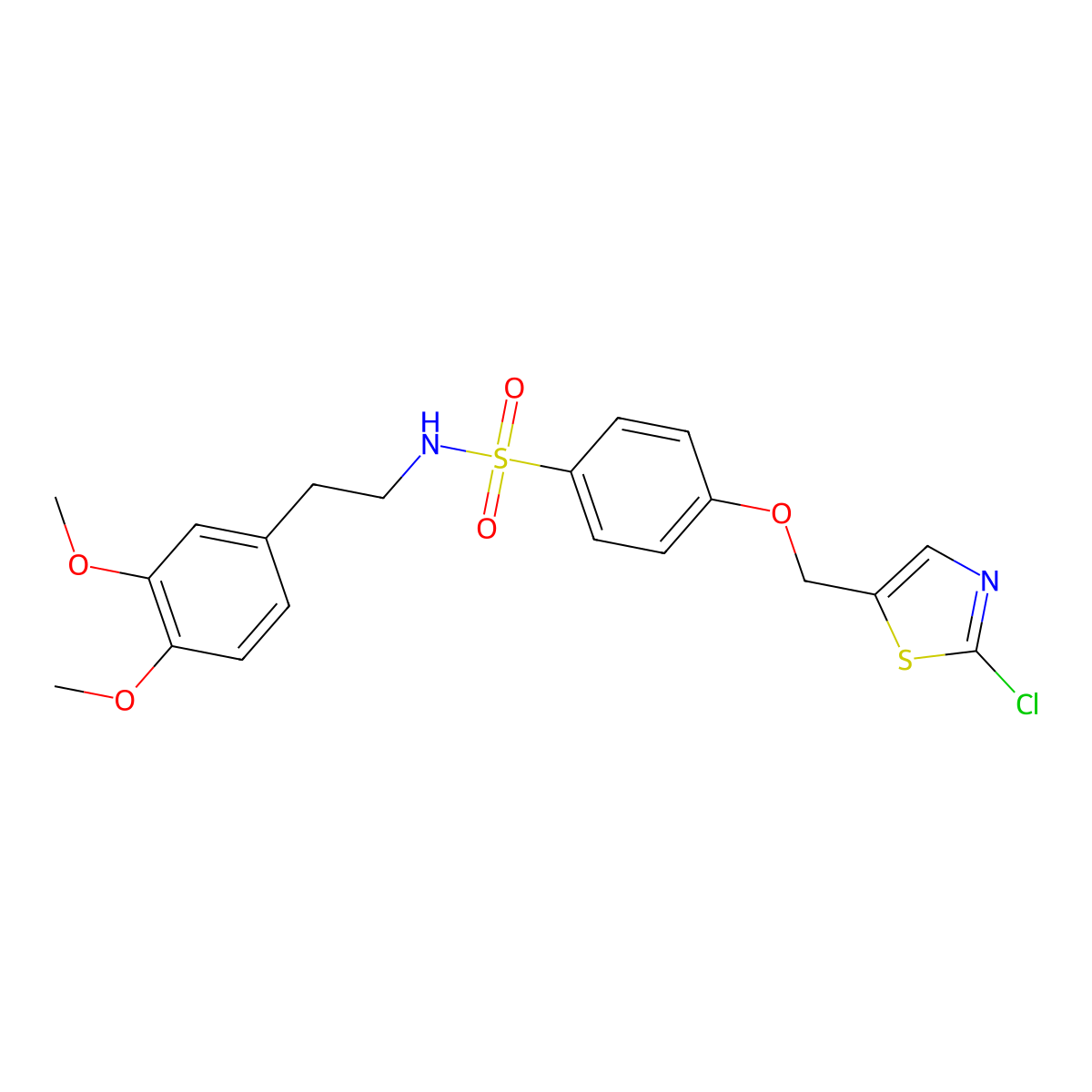 4-[(2-chloro-1,3-thiazol-5-yl)methoxy]-N-(3,4-dimethoxyphenethyl)benzenesulfonamide molecular structure, CAS 339105-33-8