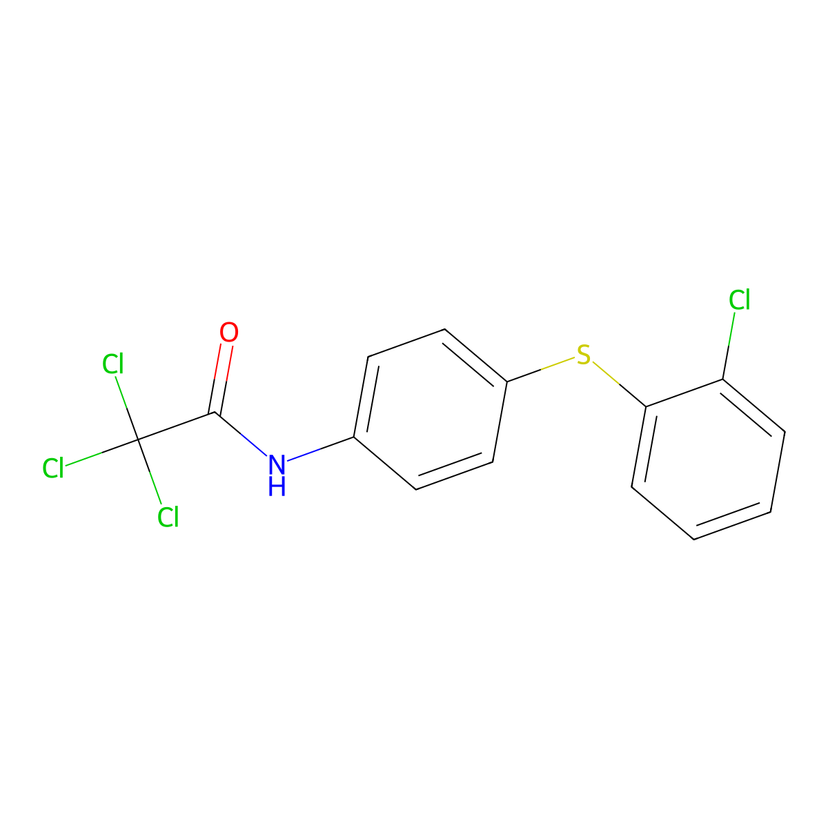 2,2,2-trichloro-N-{4-[(2-chlorophenyl)sulfanyl]phenyl}acetamide molecular structure, CAS 339105-46-3