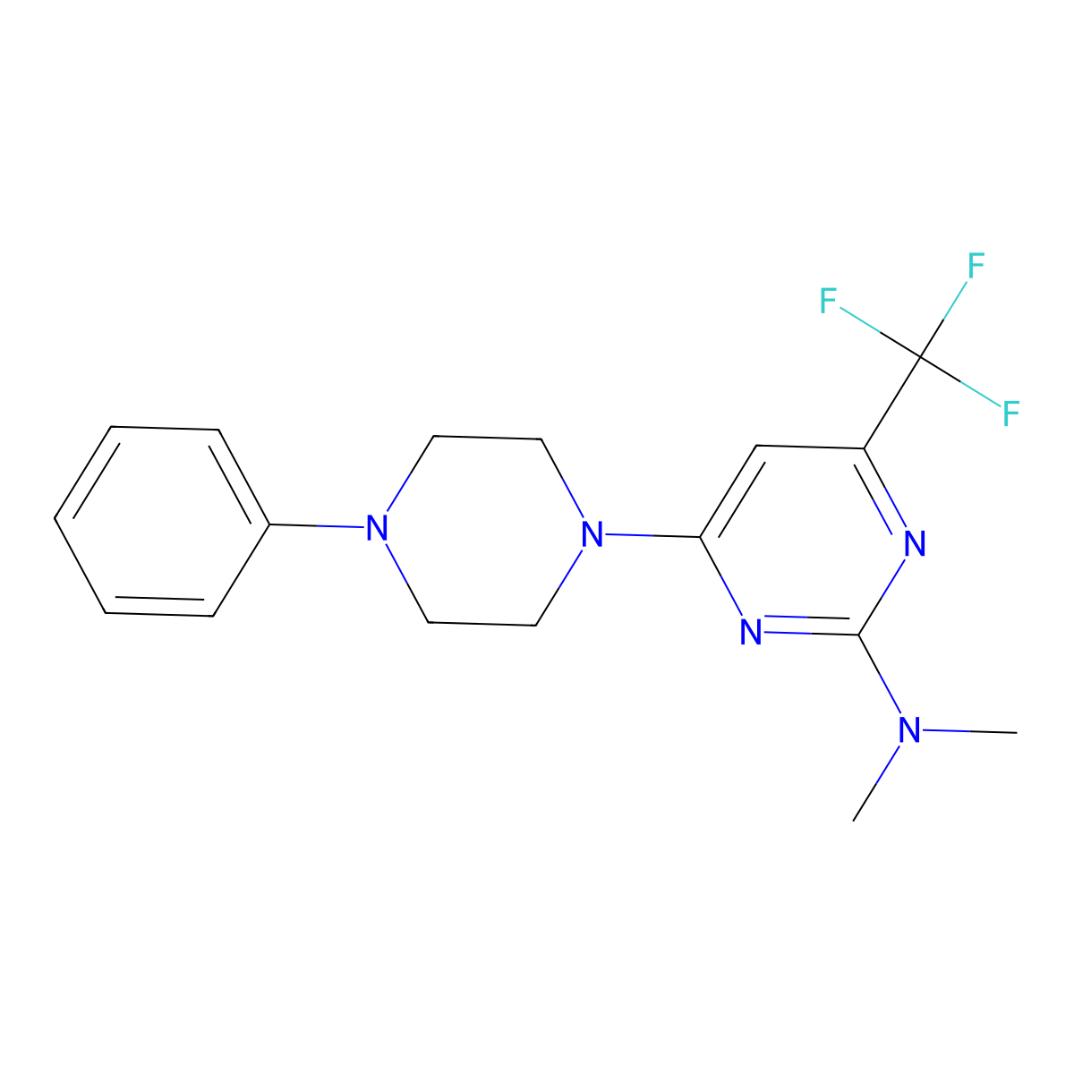 N,N-dimethyl-4-(4-phenylpiperazin-1-yl)-6-(trifluoromethyl)pyrimidin-2-amine molecular structure, CAS 339105-48-5