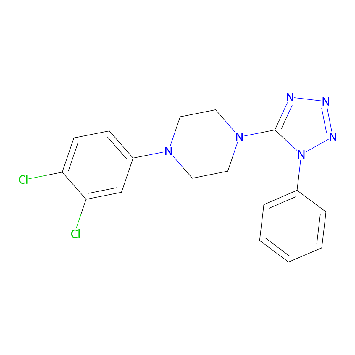 1-(3,4-dichlorophenyl)-4-(1-phenyl-1H-1,2,3,4-tetrazol-5-yl)piperazine molecular structure, CAS 339105-58-7