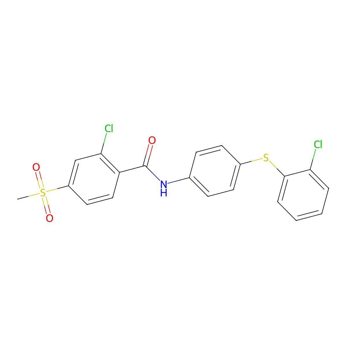 2-chloro-N-{4-[(2-chlorophenyl)sulfanyl]phenyl}-4-(methylsulfonyl)benzenecarboxamide molecular structure, CAS 339105-60-1