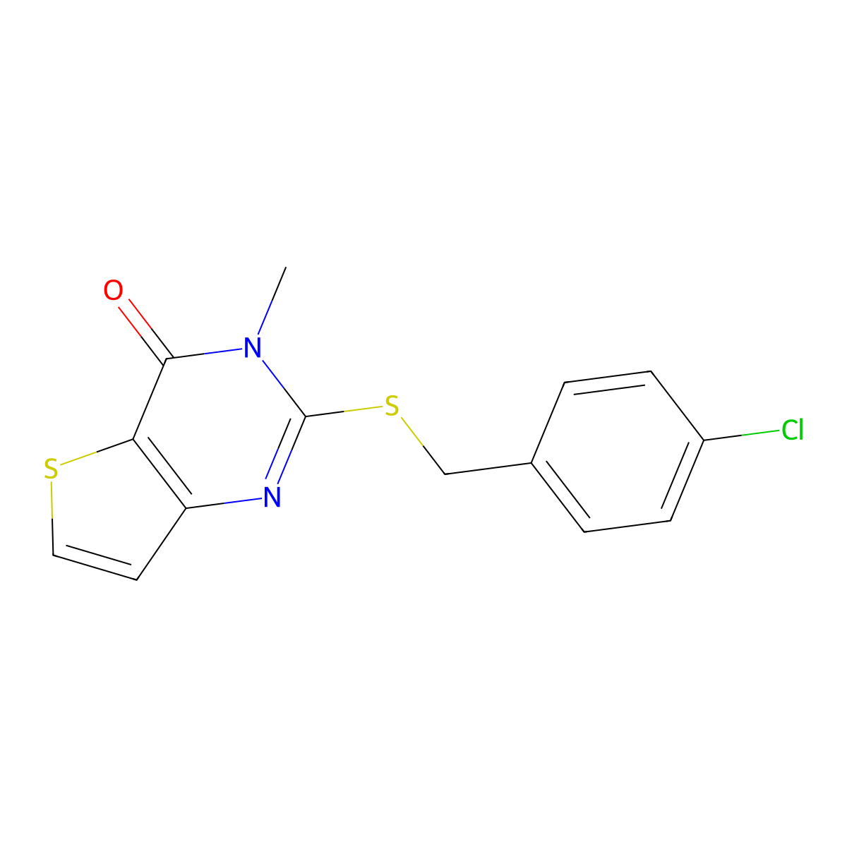 2-[(4-chlorobenzyl)sulfanyl]-3-methylthieno[3,2-d]pyrimidin-4(3H)-one molecular structure, CAS 339105-67-8