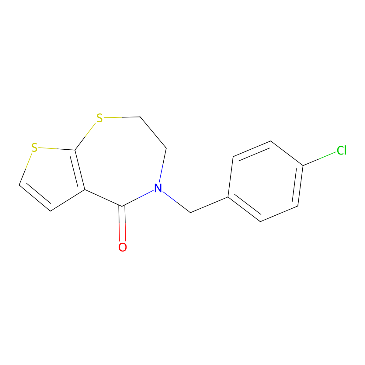 4-(4-chlorobenzyl)-3,4-dihydrothieno[3,2-f][1,4]thiazepin-5(2H)-one molecular structure, CAS 339105-75-8