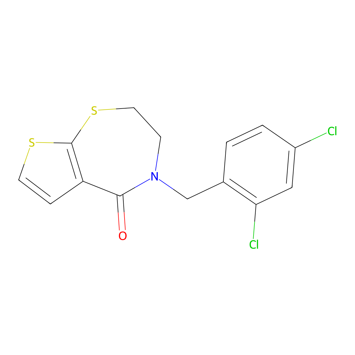 4-(2,4-dichlorobenzyl)-3,4-dihydrothieno[3,2-f][1,4]thiazepin-5(2H)-one molecular structure, CAS 339105-91-8