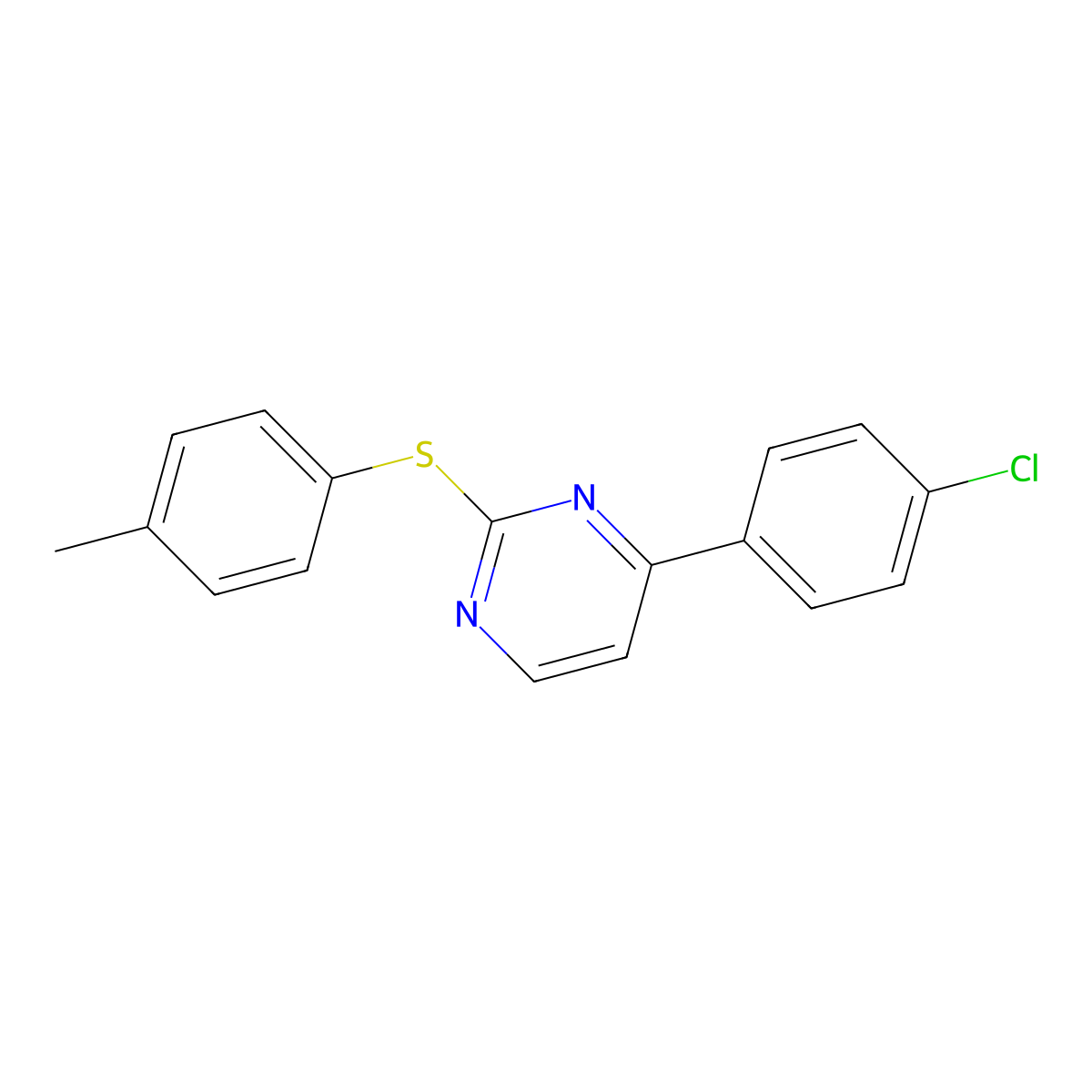 4-(4-Chlorophenyl)-2-[(4-methylphenyl)sulfanyl]pyrimidine molecular structure, CAS 339105-97-4