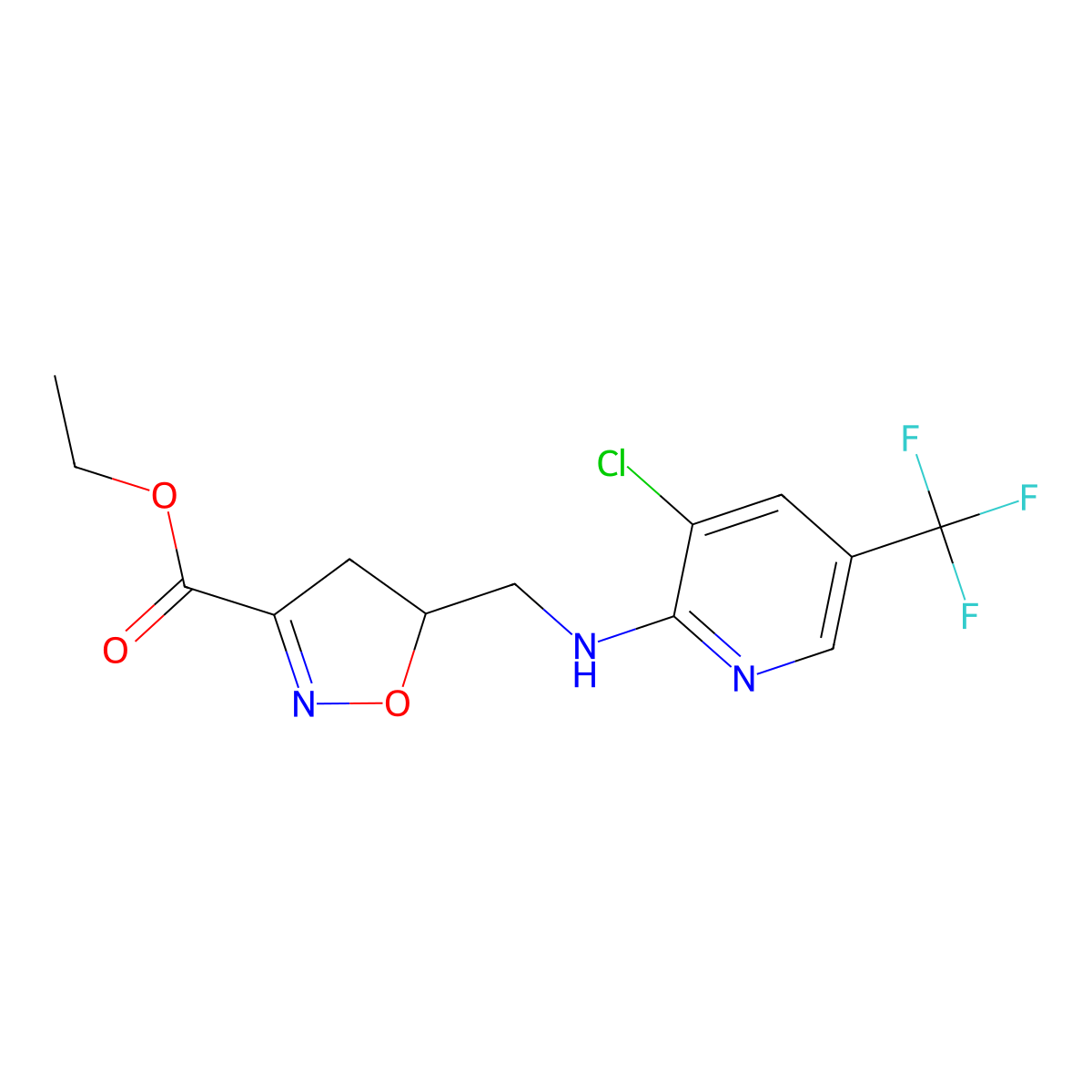 Ethyl 5-({[3-chloro-5-(trifluoromethyl)-2-pyridinyl]amino}methyl)-4,5-dihydro-3-isoxazolecarboxylate molecular structure, CAS 339105-98-5
