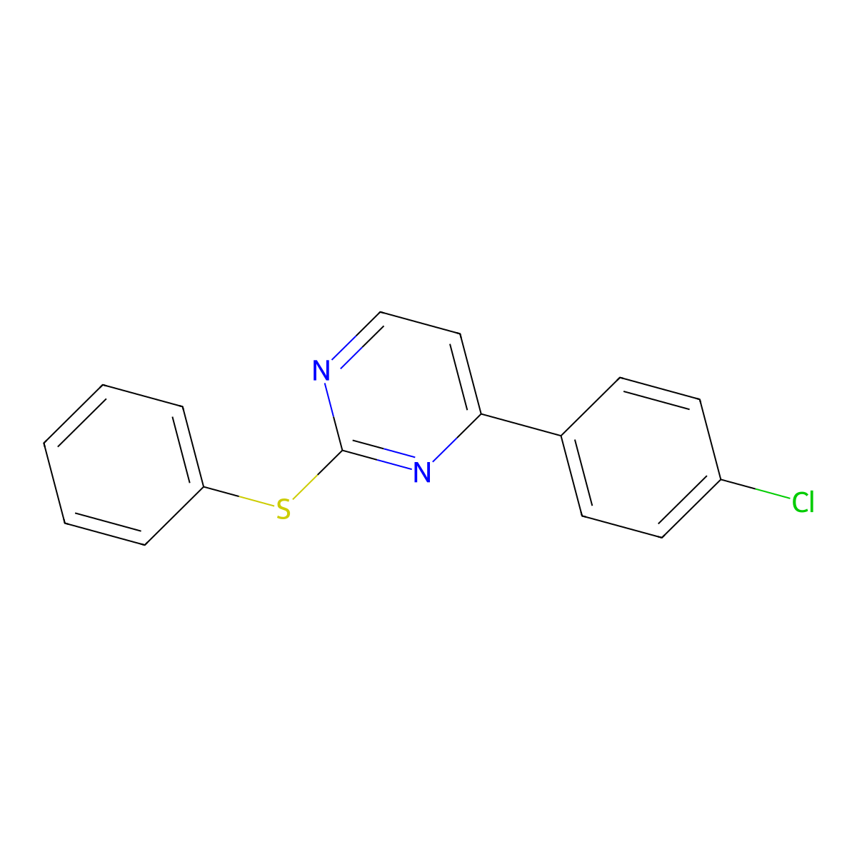 4-(4-Chlorophenyl)-2-(phenylsulfanyl)pyrimidine molecular structure, CAS 339106-03-5