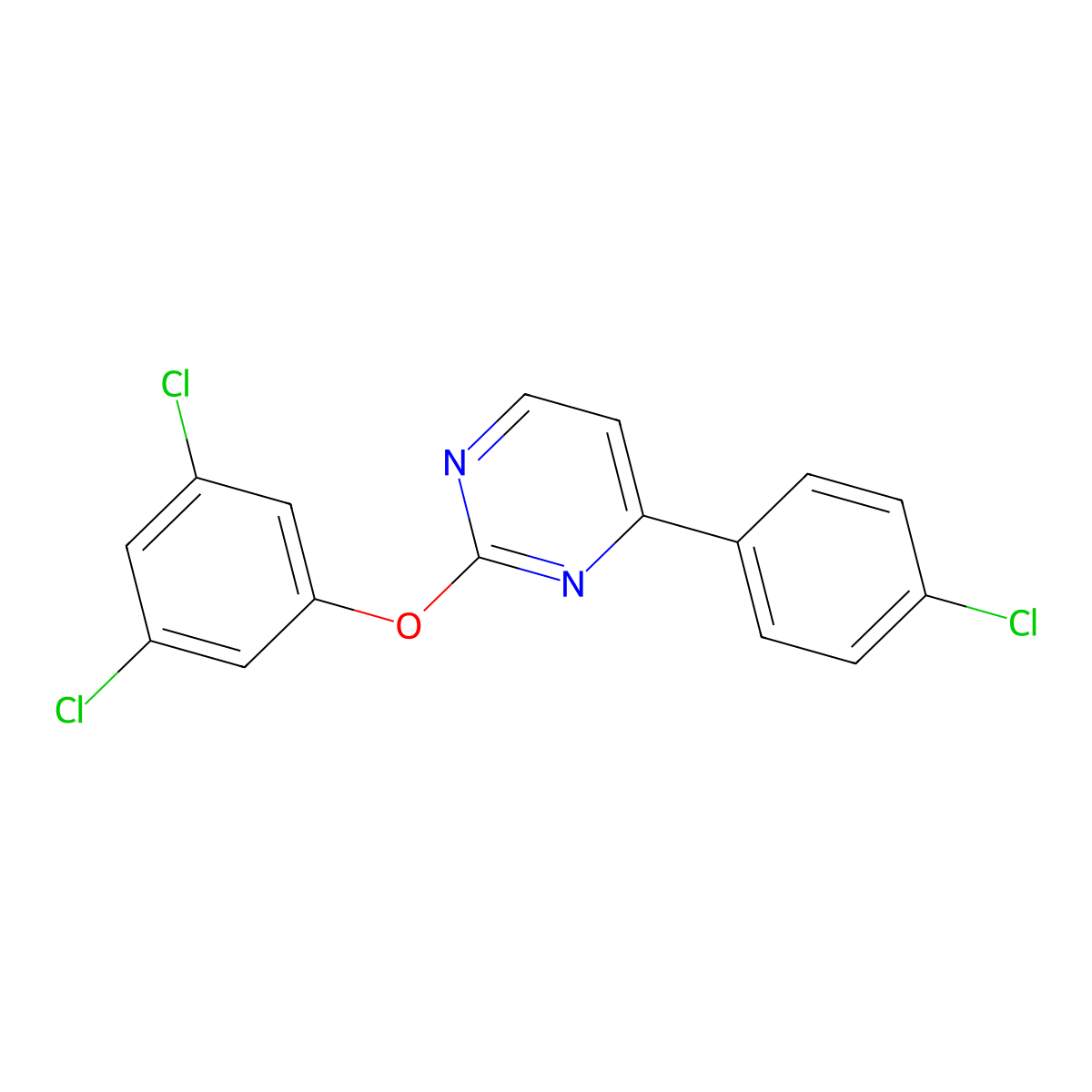 4-(4-Chlorophenyl)-2-(3,5-dichlorophenoxy)pyrimidine molecular structure, CAS 339106-05-7