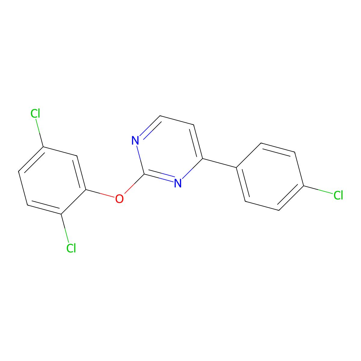 4-(4-Chlorophenyl)-2-(2,5-dichlorophenoxy)pyrimidine molecular structure, CAS 339106-07-9