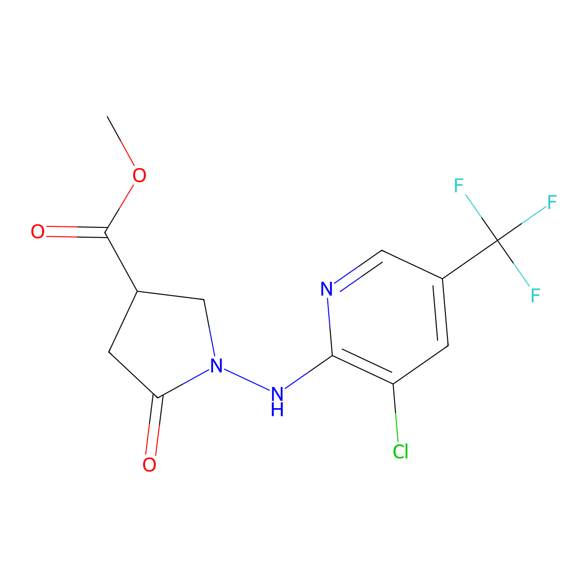 Methyl 1-((3-chloro-5-(trifluoromethyl)-2-pyridinyl)amino)-5-oxo-3-pyrrolidinecarboxylate molecular structure, CAS 339106-08-0