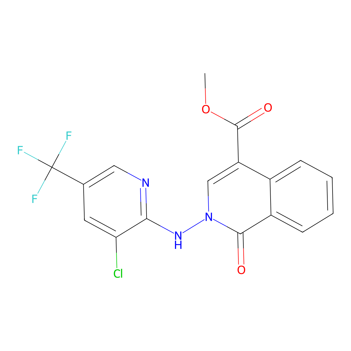 Methyl 2-{[3-chloro-5-(trifluoromethyl)-2-pyridinyl]amino}-1-oxo-1,2-dihydro-4-isoquinolinecarboxylate molecular structure, CAS 339106-16-0