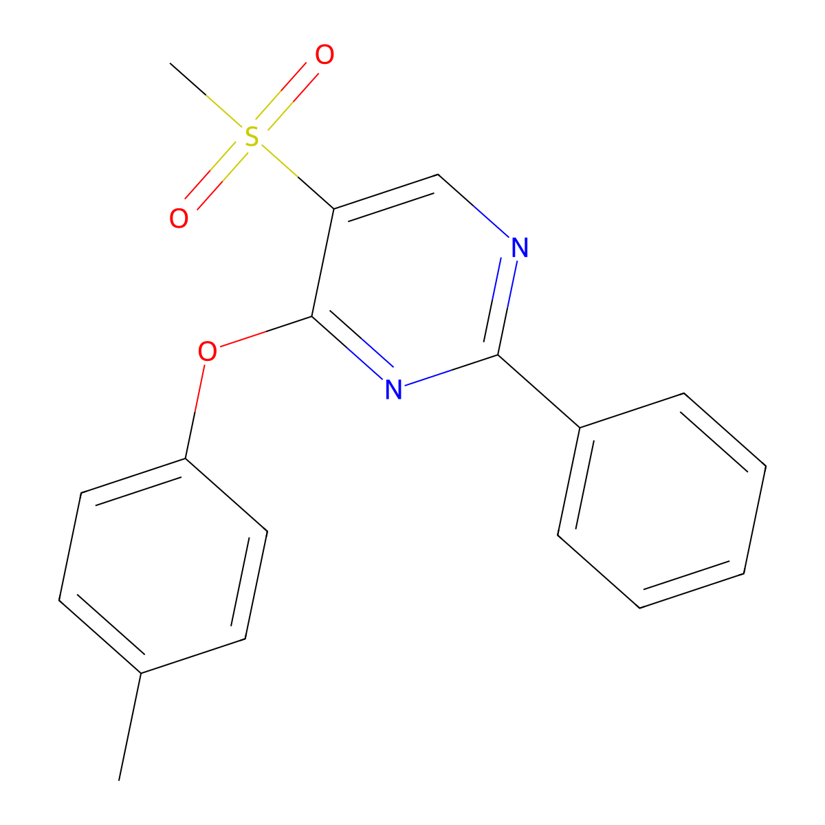 4-(4-Methylphenoxy)-5-(methylsulfonyl)-2-phenylpyrimidine molecular structure, CAS 339106-27-3