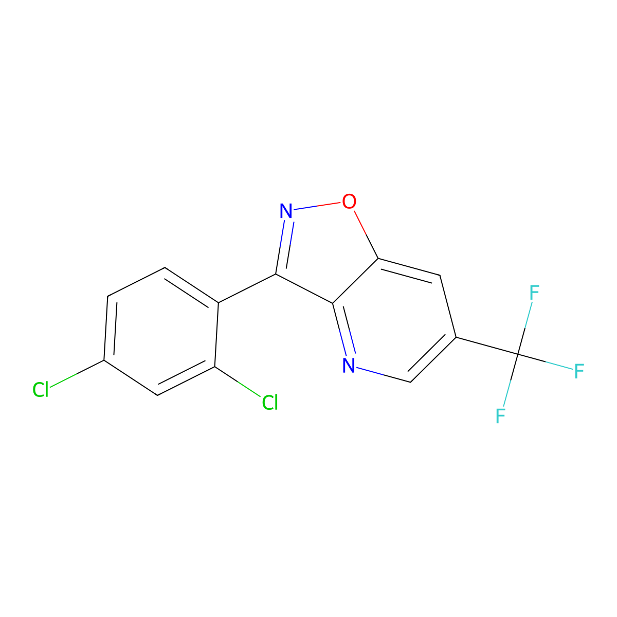 3-(2,4-Dichlorophenyl)-6-(trifluoromethyl)-[1,2]oxazolo[4,5-b]pyridine molecular structure, CAS 339106-32-0